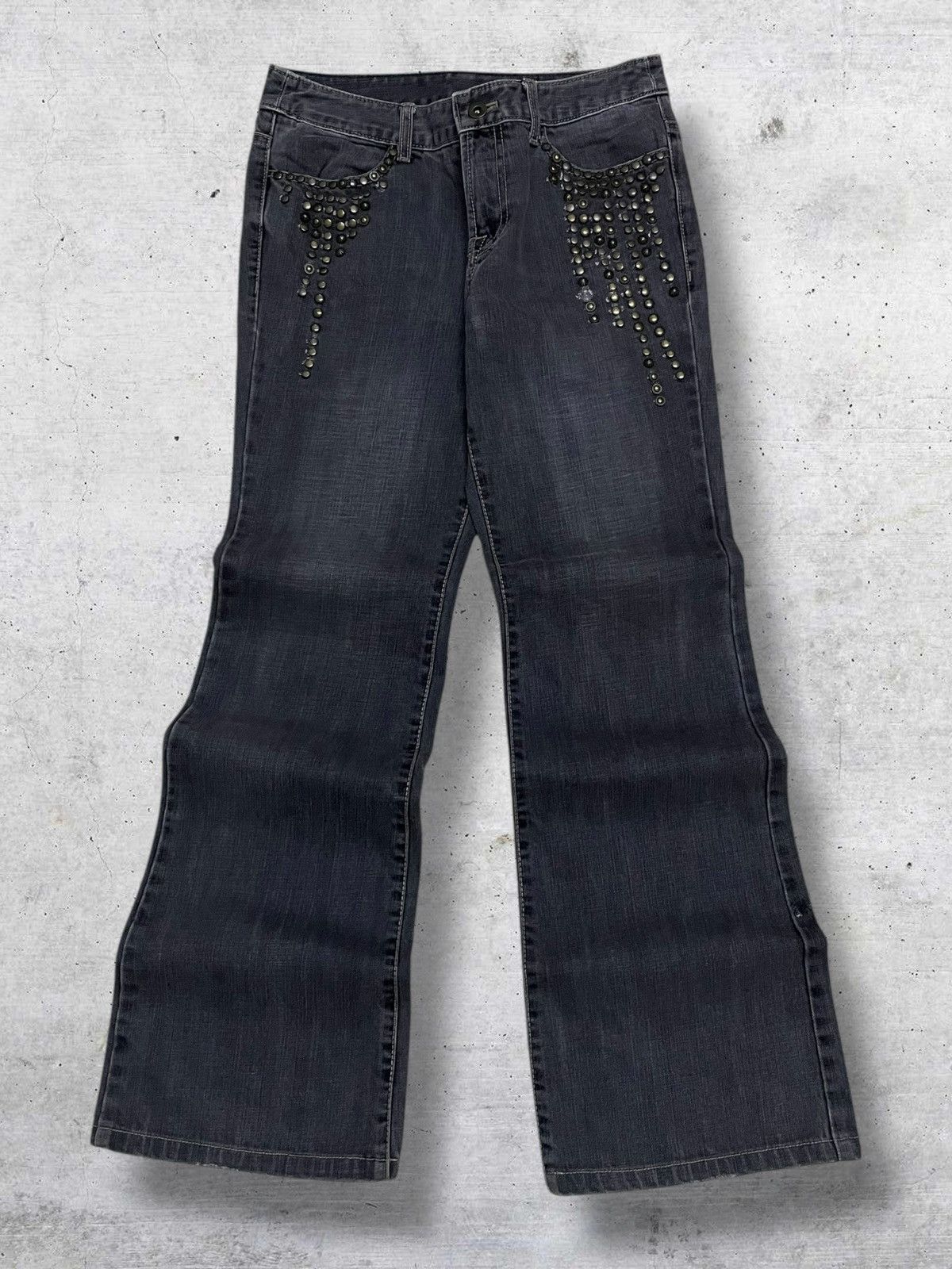 Japanese Brand 90S PUNK-ROCK INFLUENCES EKDUTIN STUDDED FLARED JAPAN DENIM Size US 28 / EU 44 - 1 Thumbnail