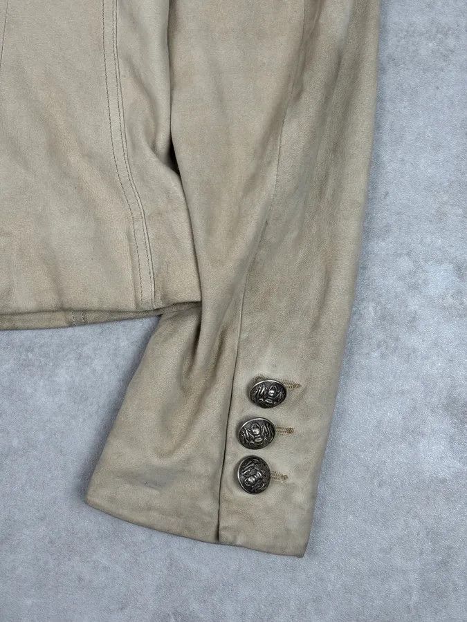 Dior AW2005 Christian Dior Beige Asymmetrical Officer Leather Jacket Size S / US 4 / IT 40 - 9 Thumbnail