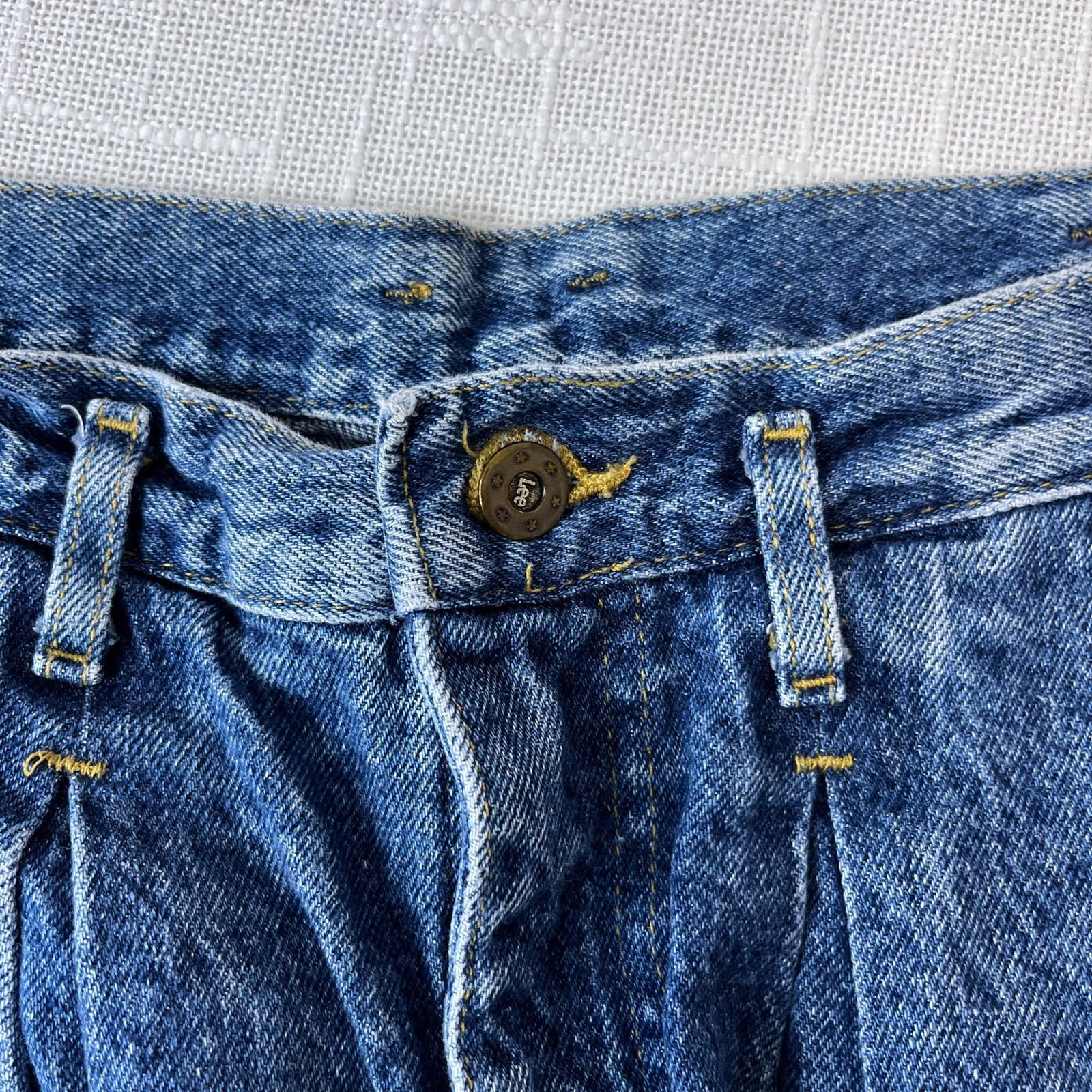 Lee × Vintage 80s Bare Back Pleated Jeans 28x29 High Rise Taper USA Stone Size 28" / US 6 / IT 42 - 10 Thumbnail