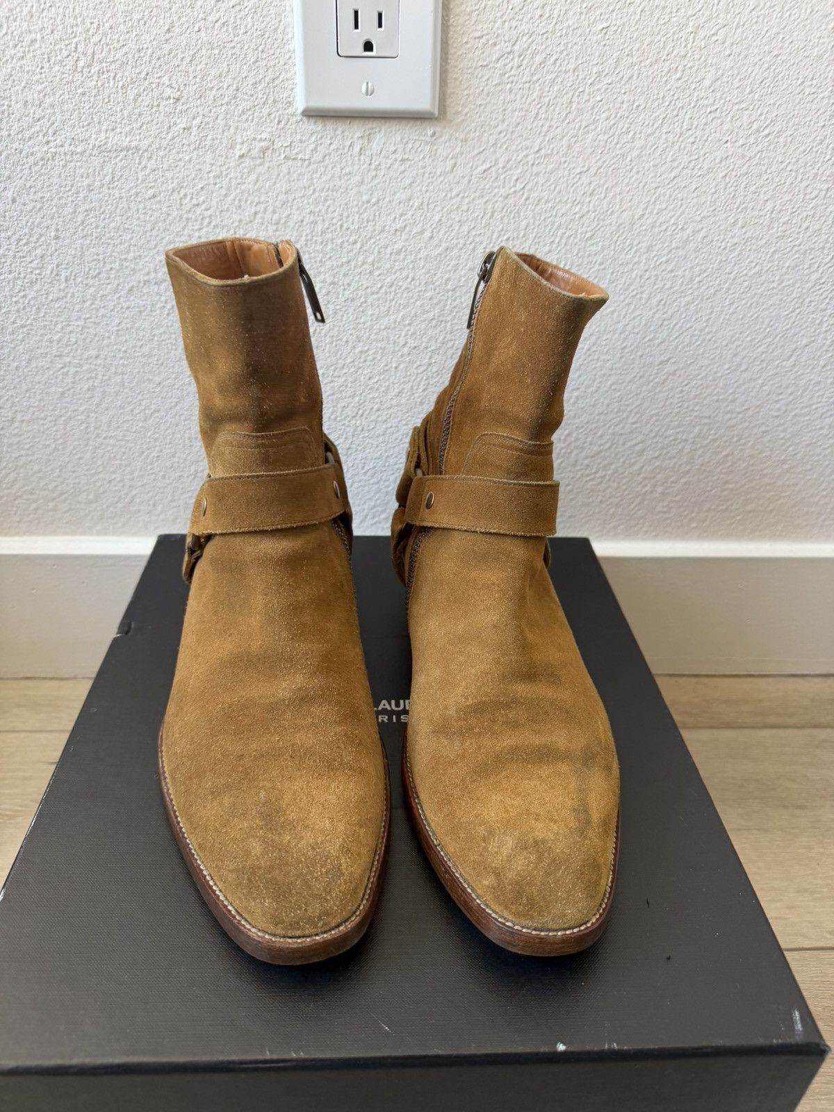 Saint Laurent Paris FW13 Ochre Suede Harness Wyatt Boots 41 Size US 8.5 / EU 41-42 - 2 Thumbnail