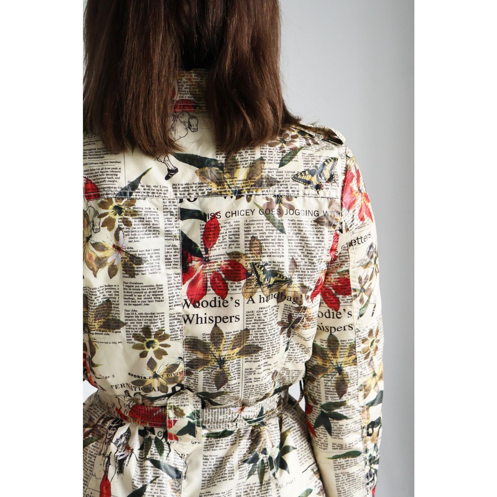 John Galliano John Galliano 2000s Gazette and Floral Print Trench Coat Size XS / US 0-2 / IT 36-38 - 6 Thumbnail