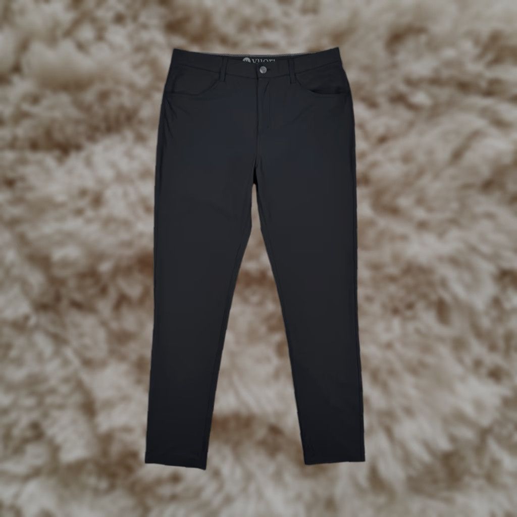 Vuori Meta Pants Performance Slim Mens Size 30x32 • MINT CONDITION Chino 5-Pocket Design Black Polyester Stretch Flat Front Logo Jeans?