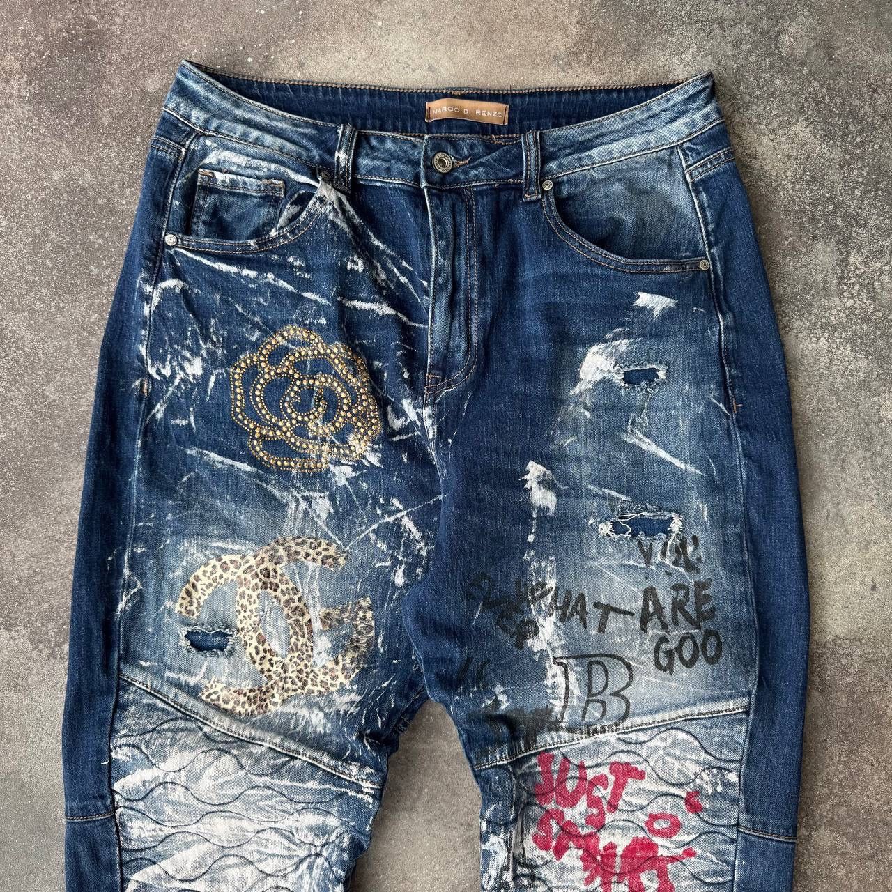 20471120 × Hysteric Glamour Amazing Vintage Graffiti Ripped Distressed Jeans Size 30" / US 8 / IT 44 - 2 Thumbnail