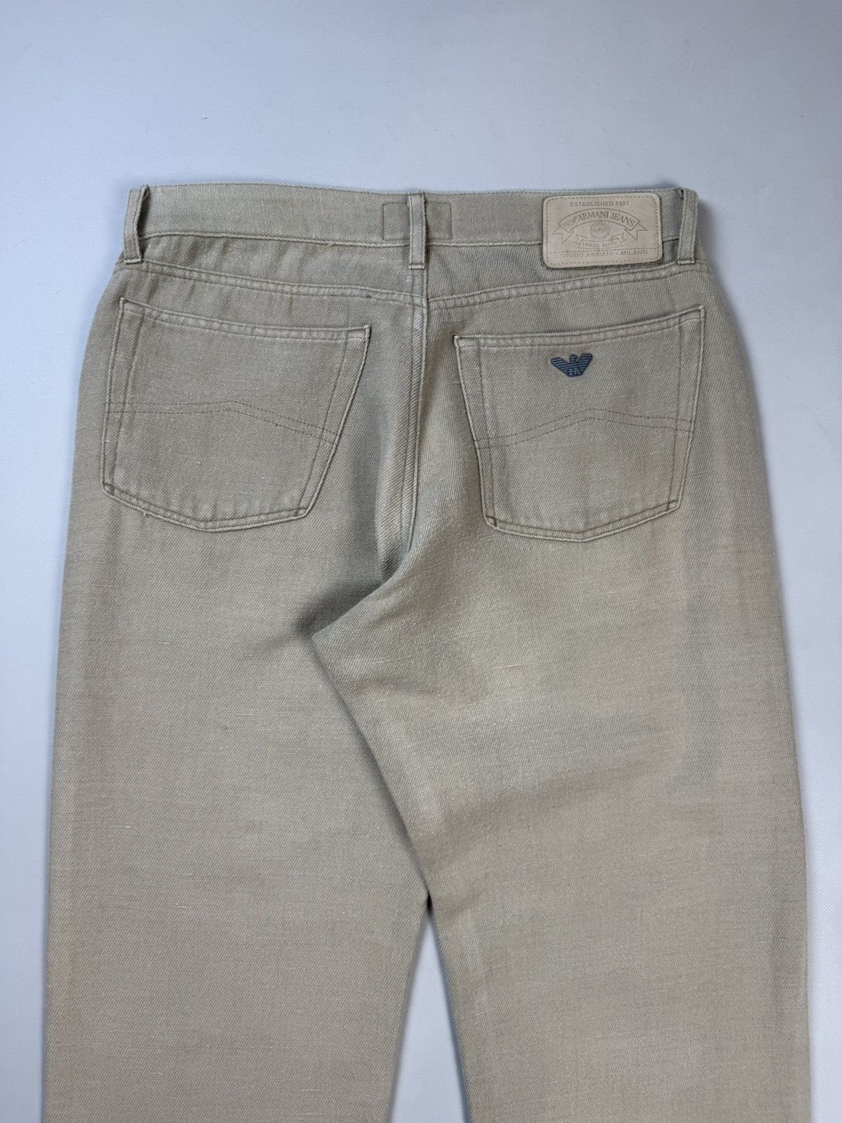 Armani AJ Armani Jeans Vintage Metal Logo Men’s Linen Chino Pants Size US 33 - 22 Thumbnail