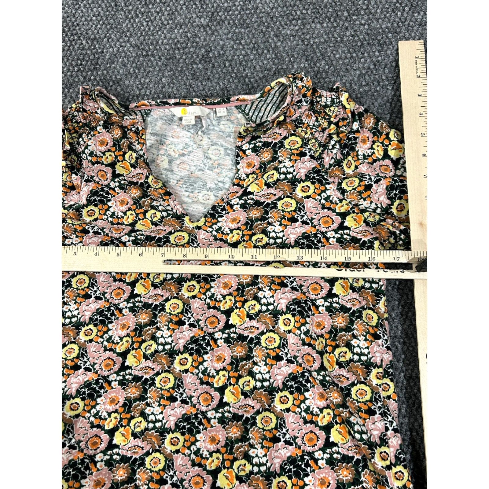Boden Boden Blouse Womens 2 Blue Floral Bell Sleeve V-Neck Cotton Casual Spring Summer Pockets 2 Regular Size XS / US 0-2 / IT 36-38 - 4 Thumbnail