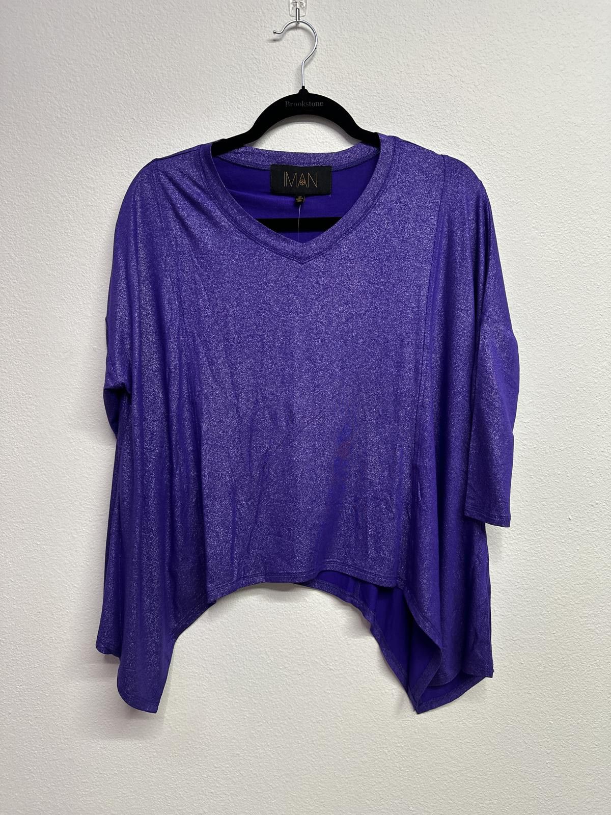 Imran Potato IMAN XS Purple Shimmery V-Neck Asymmetric Hem Top Size XS / US 0-2 / IT 36-38 - 1 Thumbnail