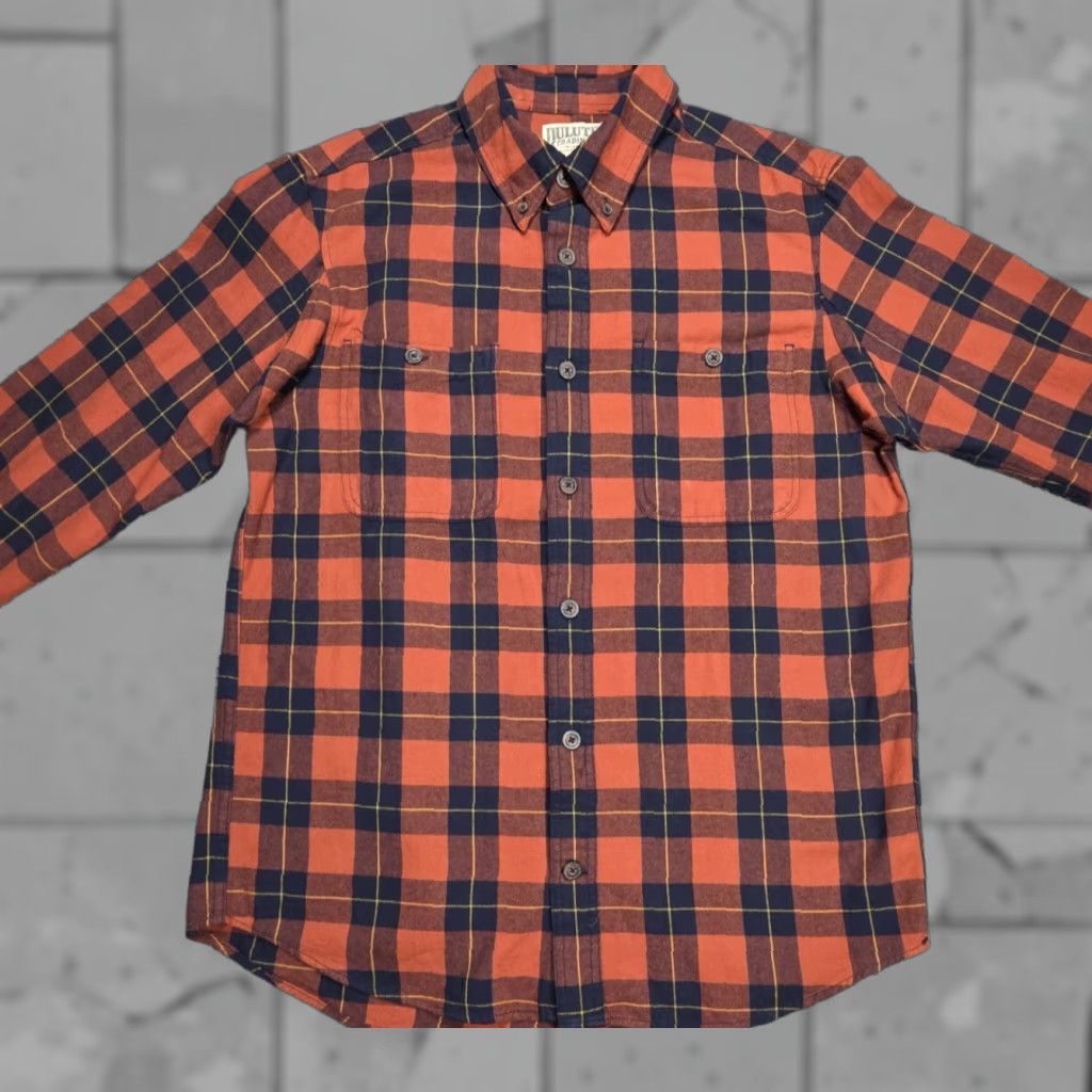 Vintage Duluth Shirt Mens L Orange Blue Buffalo Plaid Button-Up Long Sleeve Cotton Flannel Outdoor Classic Workwear Hunting Size US L / EU 52-54 / 3 - 1 Thumbnail