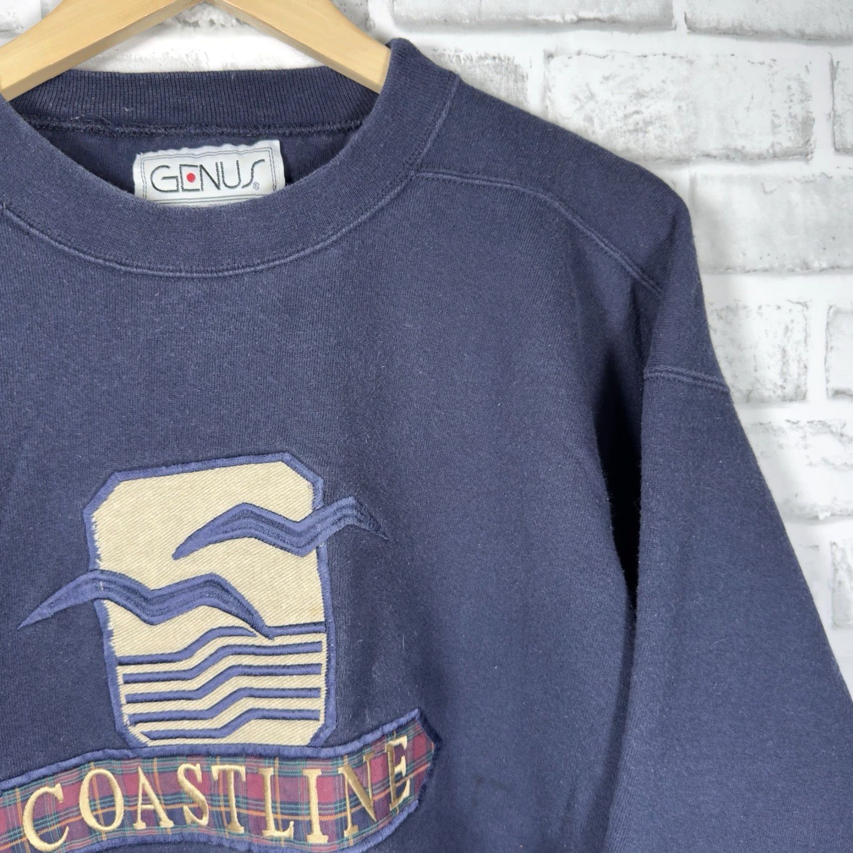 Vintage VINTAGE Genus Coastline Pullover Sweater Blue USA Mens Size L Cotton Blend Clothing Size US L / EU 52-54 / 3 - 2 Thumbnail