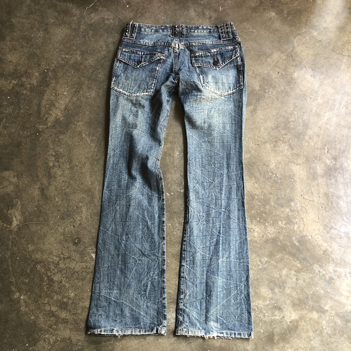 Japanese Brand × LOWBOX Lowbox Punk Stayle Flare Jeans 🍒 Size US 31 - 8 Thumbnail