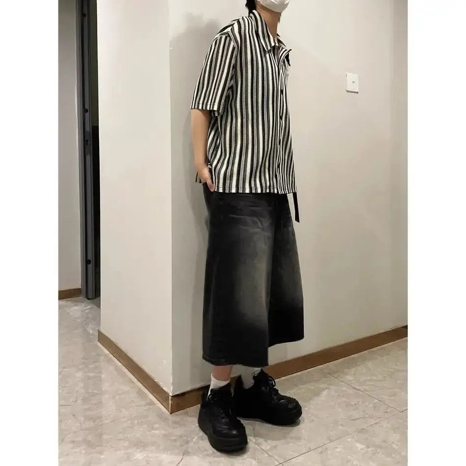 Japanese Brand Retro straight leg wide leg denim shorts Size US 32 / EU 48 - 3 Thumbnail