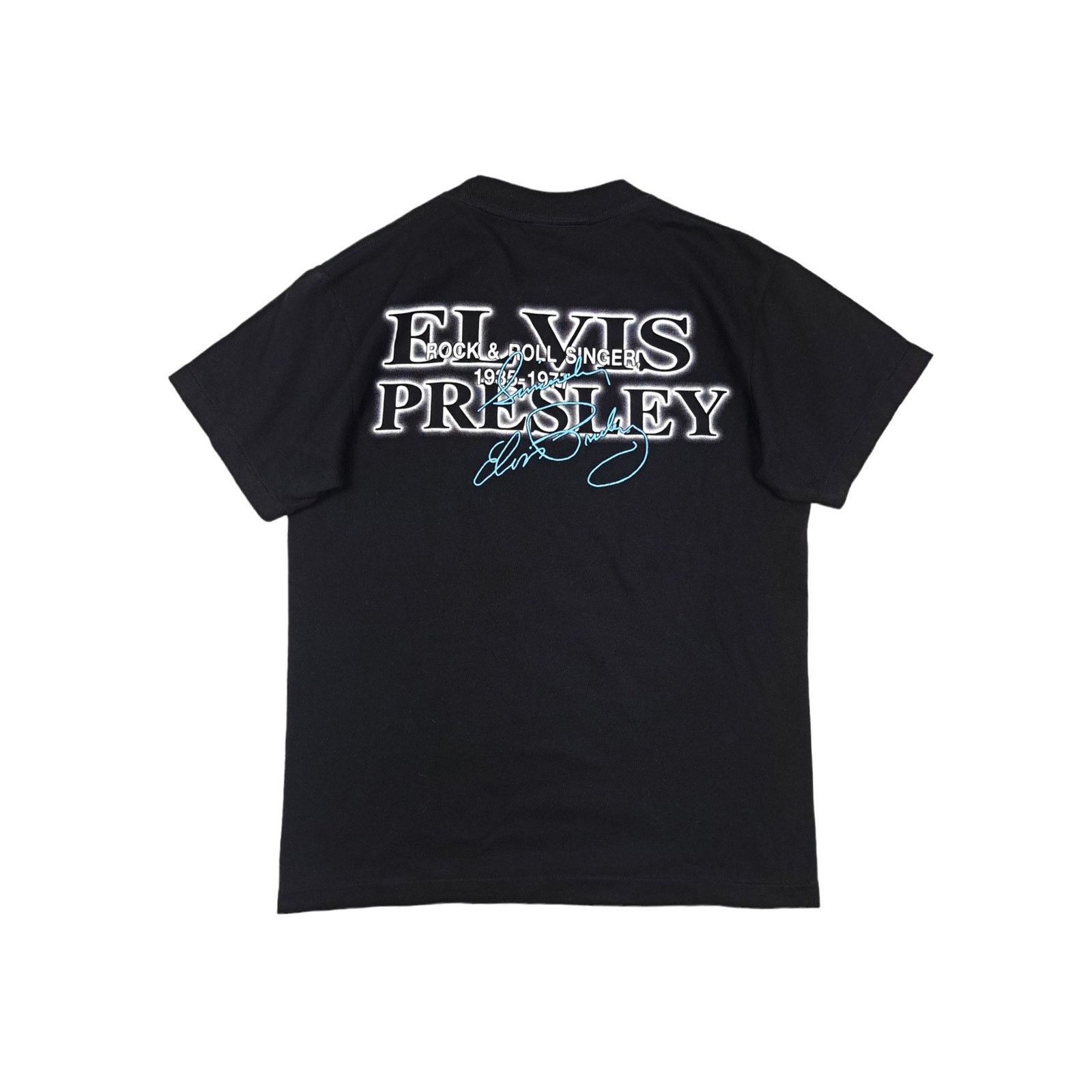 Vintage 90's Vintage Elvis Presley Big Print Black T-shirt Size US M / EU 48-50 / 2 - 2 Thumbnail