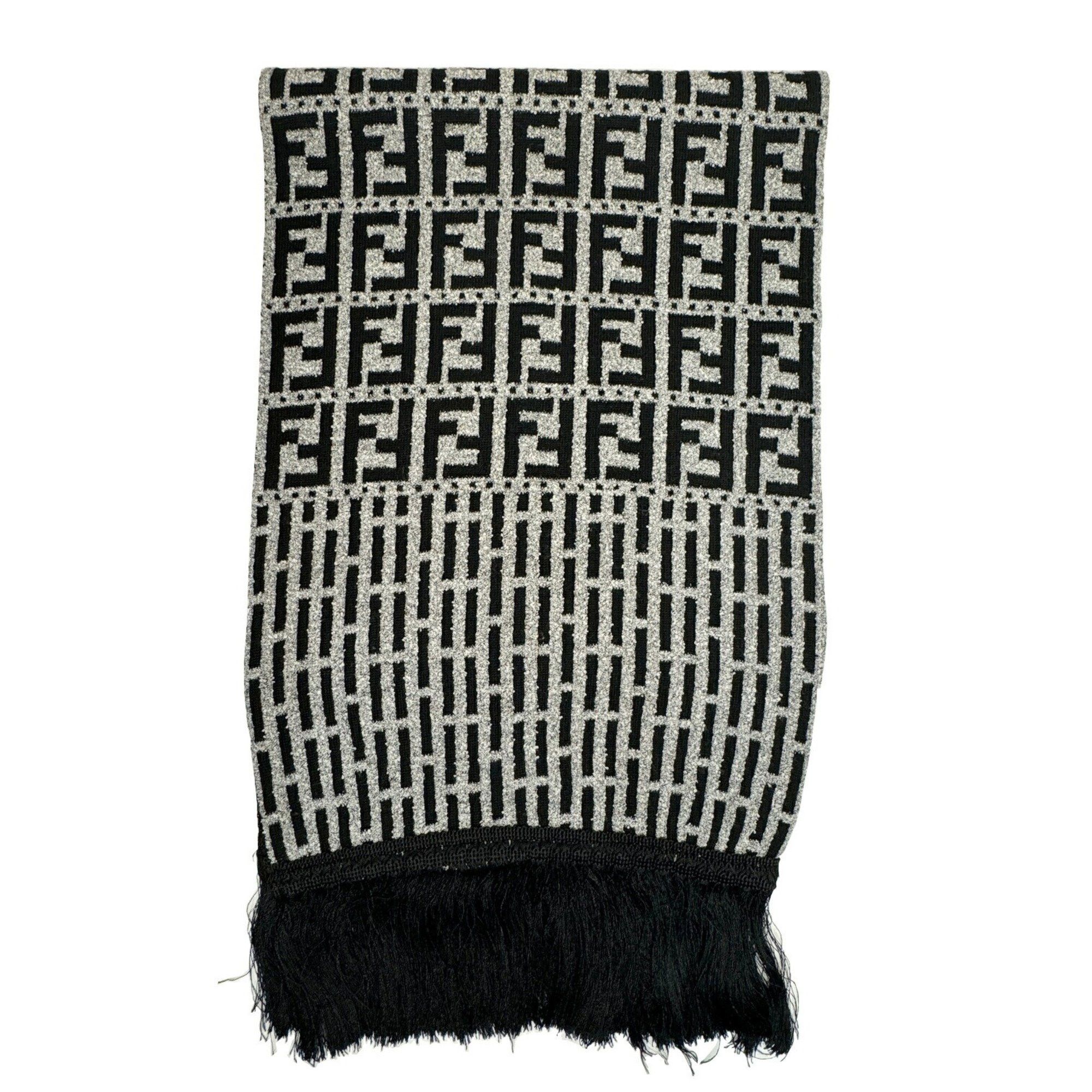 image of Fendi Zucca Pattern Ff Muffler Wool Gray Black Men's Women's