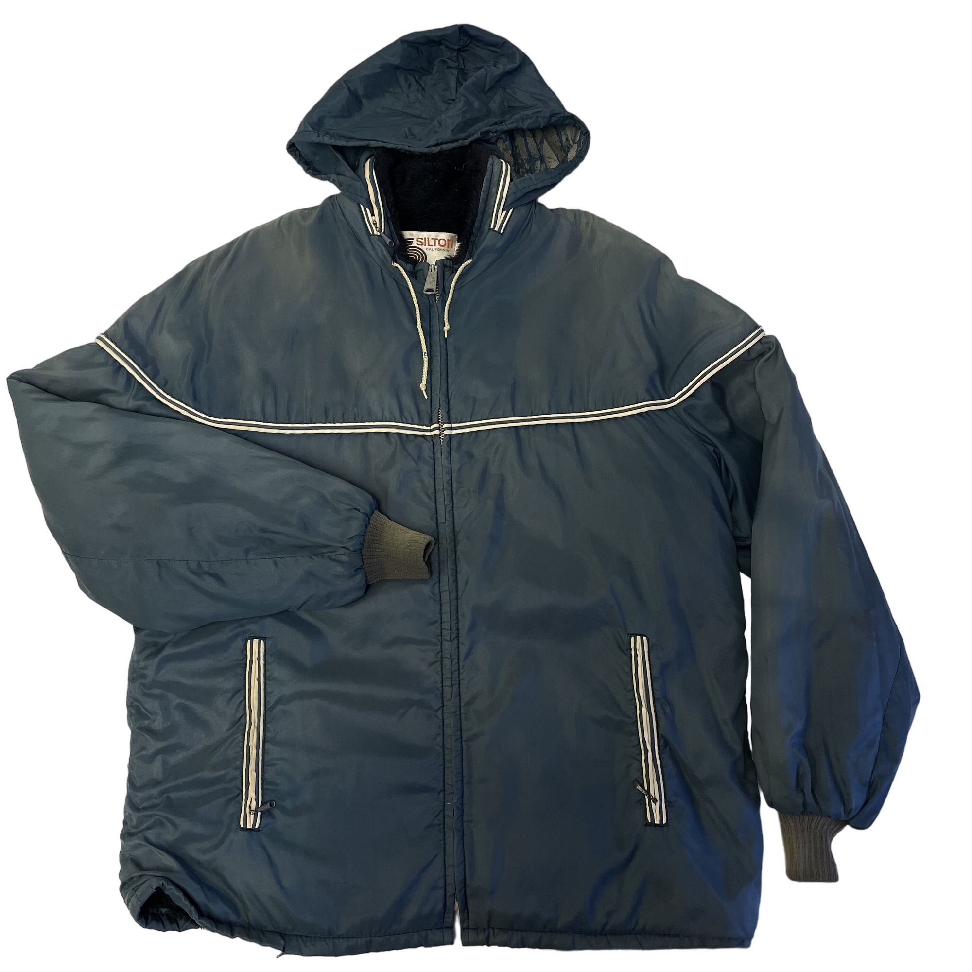 Other Vtg Silton Blue Nylon FLEECE Lined Coat Hooded Chore Jacket Size US L / EU 52-54 / 3 - 1 Thumbnail