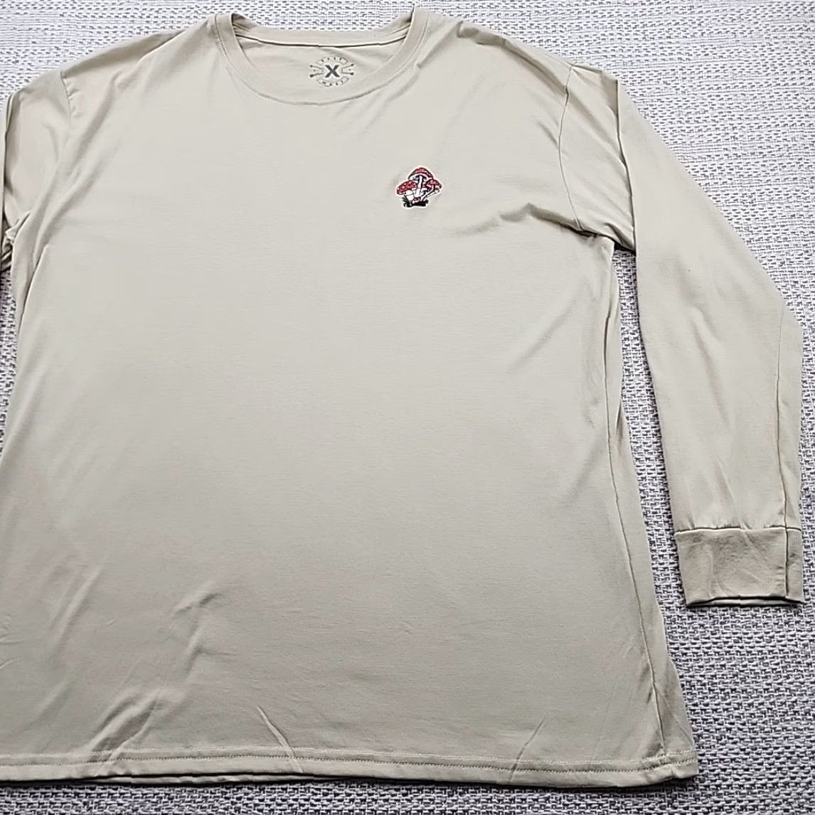 Vintage VINTAGE East West Mushroom Tee Long Sleeve Mens 2XL XXL Beige Cotton Blend Knit Embroidered Logo Beach California Grunge Hip Hop Rock Shirt Men Size US XXL / EU 58 / 5 - 2 Thumbnail