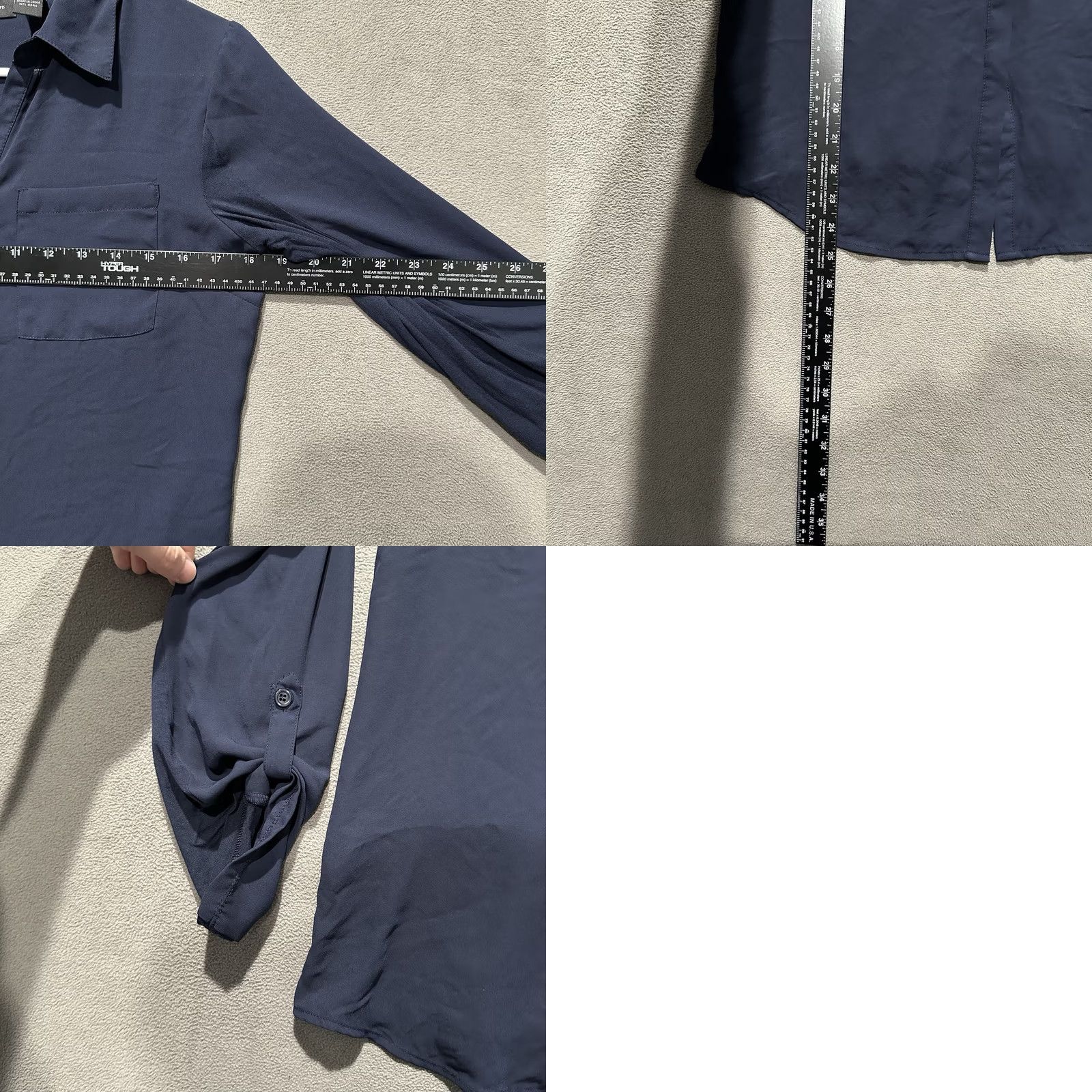 Vintage INC International Concepts Blouse Womens Small Blue Roll Tab Sleeve Button Up Size S / US 4 / IT 40 - 8 Thumbnail