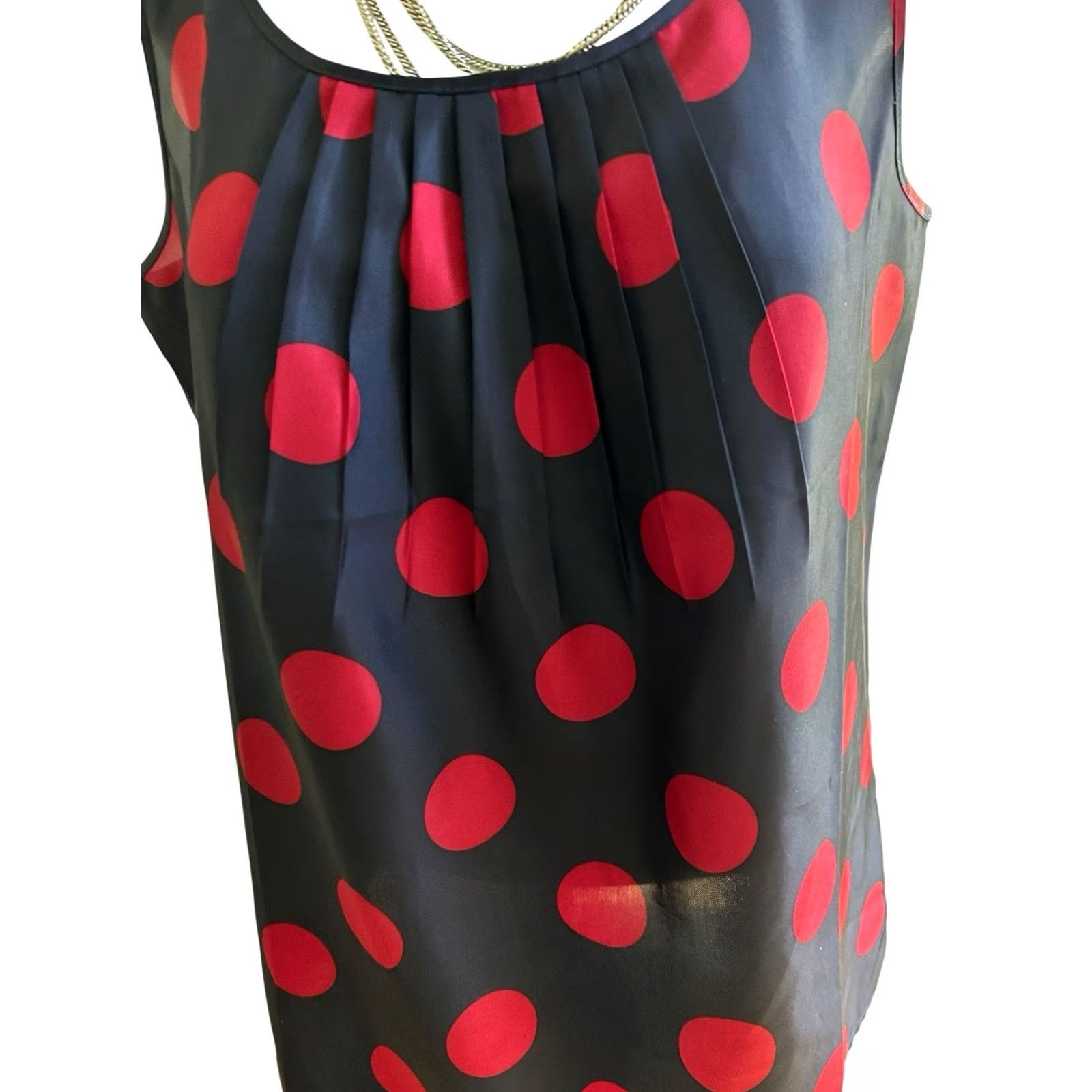 Talbots TALBOTS Women Tank Top 6 Multicolor Polka Dot Lightweight Pleat Front Polyester Size M / US 6-8 / IT 42-44 - 2 Thumbnail