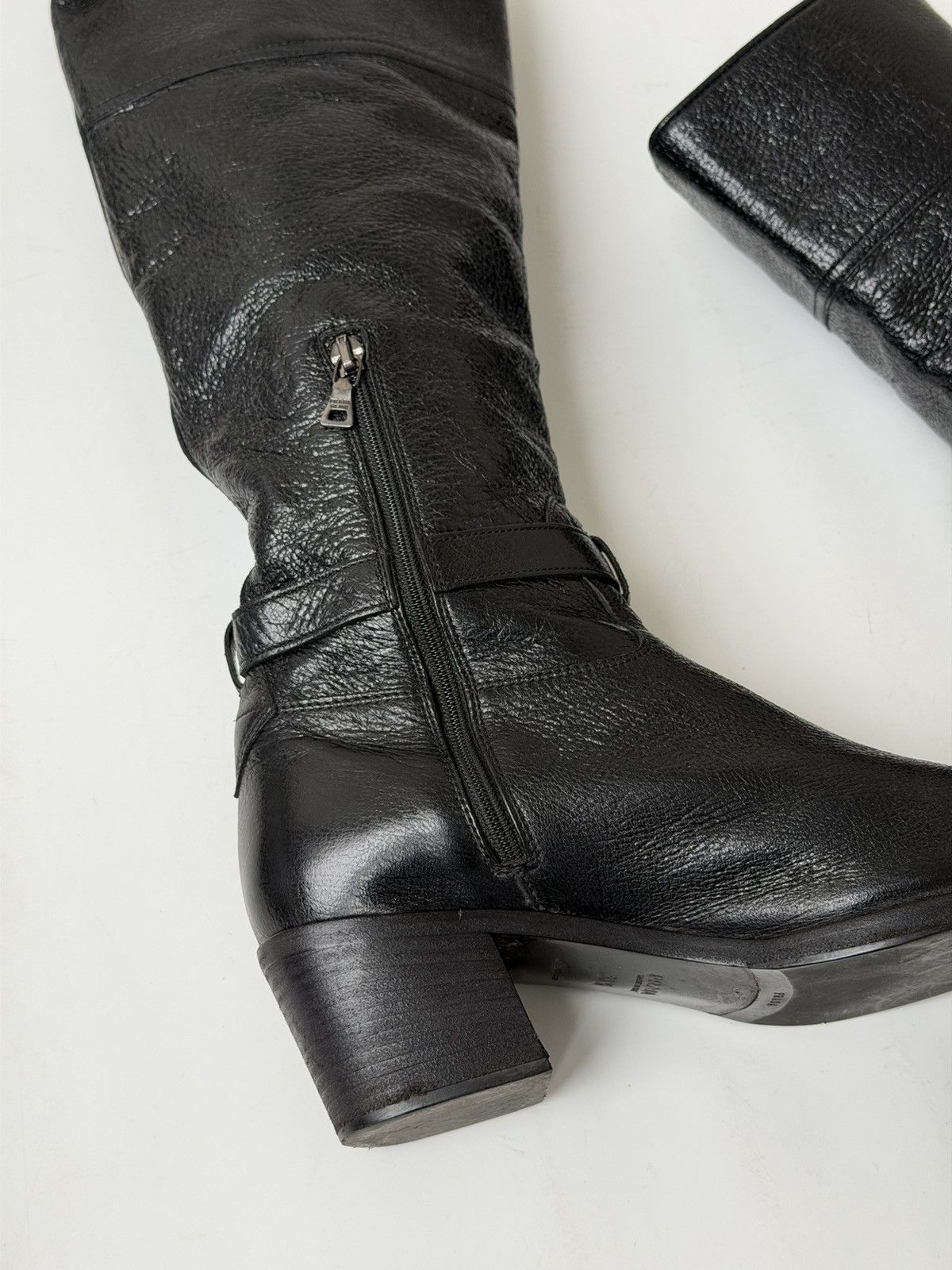 Prada *sz38.5* PRADA SS 2006 Logo Leather Boots Runway Biker shoes Size US 8.5 / IT 38.5 - 12 Thumbnail