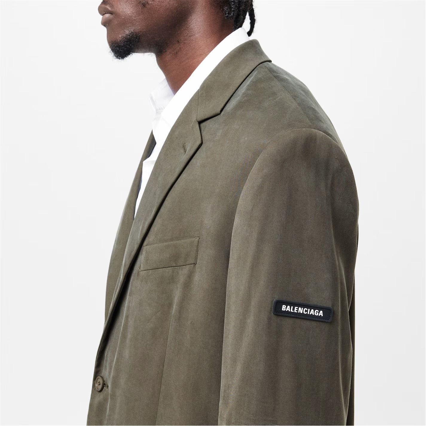 Balenciaga o1g2r1mq0226 Structured Tailored Blazer In Khaki Size US M / EU 48-50 / 2 - 6 Thumbnail