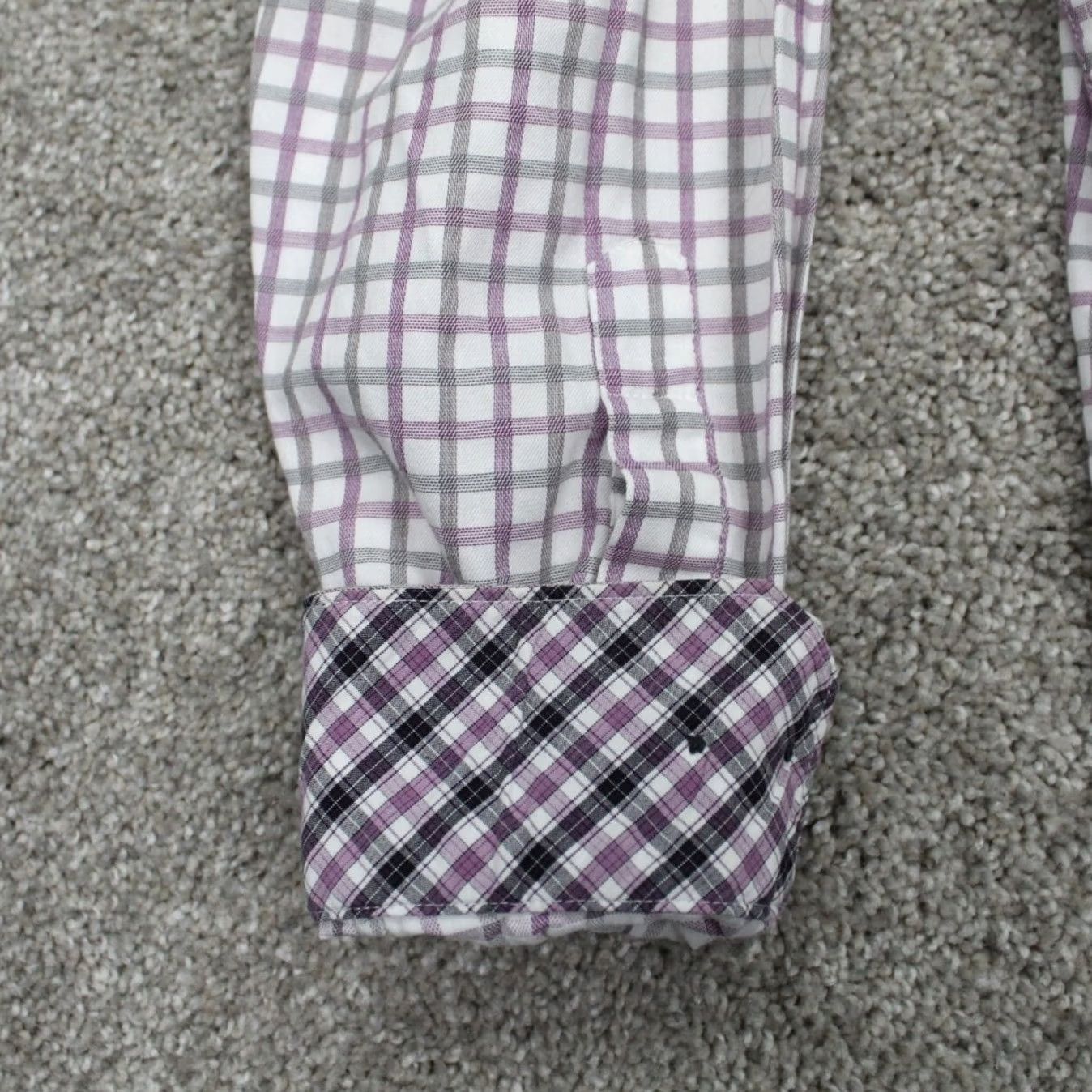 Vintage Jhane Barnes Shirt Mens Large Purple/Black/White Slim Fit 100% Cotton L/S Button-Down Shirt Size US L / EU 52-54 / 3 - 6 Thumbnail