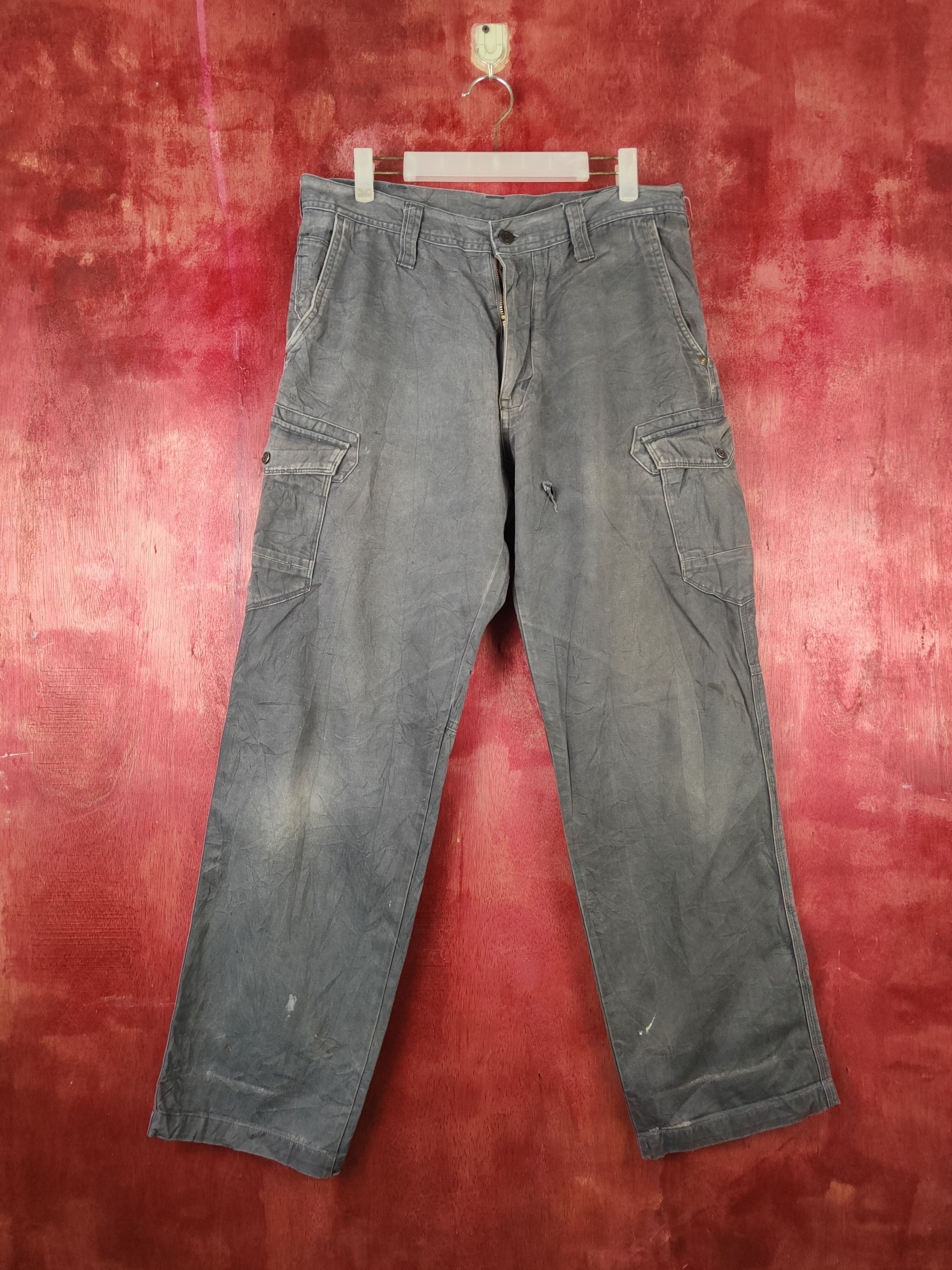 image of Vintage Evenriver Dark Gray Faded Multipocket Cargo Pants S1315, Men's (Size 34)