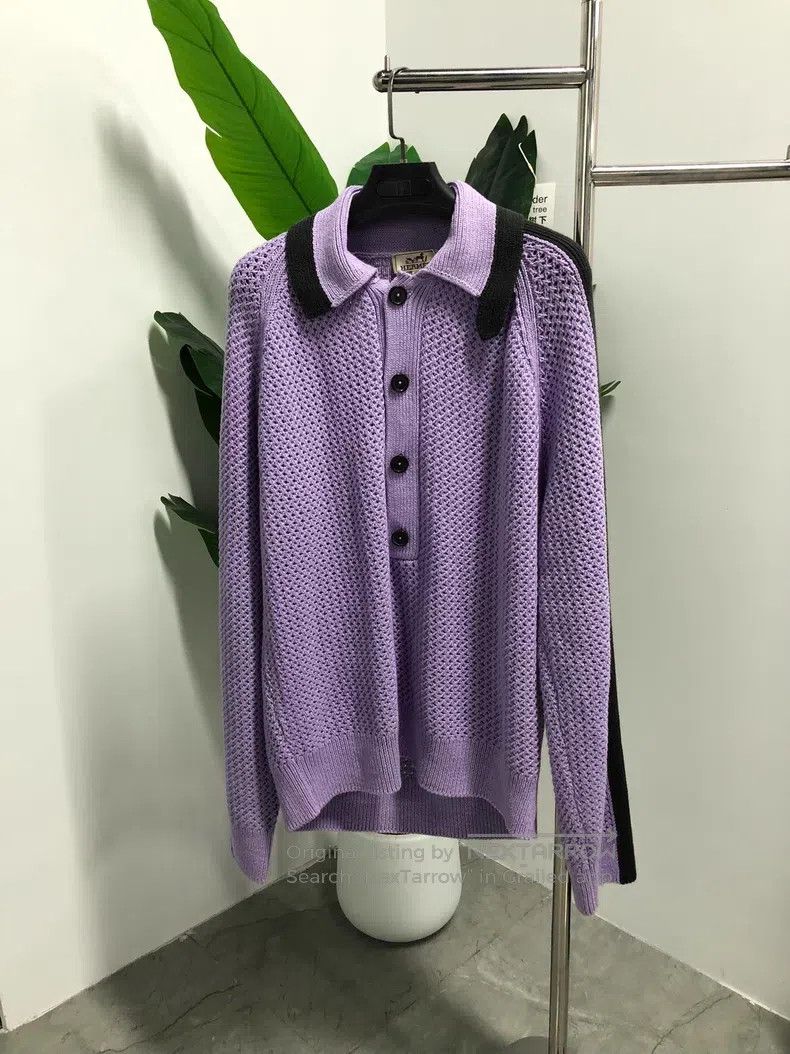 Hermes Hermes Colorblocked Half Button Long Sleeve Crewneck Sweat Size US XL / EU 56 / 4 - 1 Thumbnail