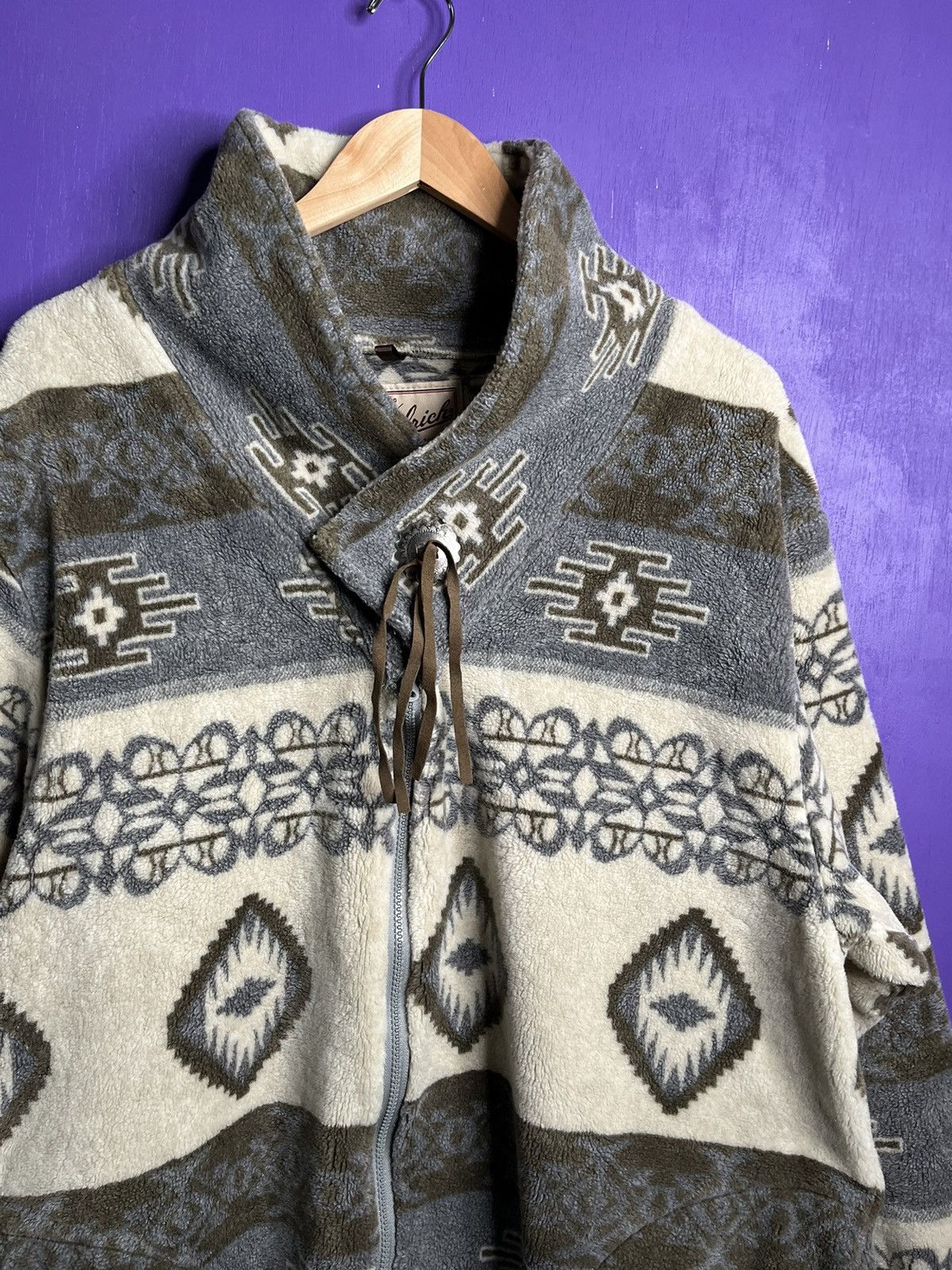 Vintage × Woolrich Woolen Mills Vintage 90s Woolrich Aztec print fleece jacket Size US XL / EU 56 / 4 - 3 Thumbnail