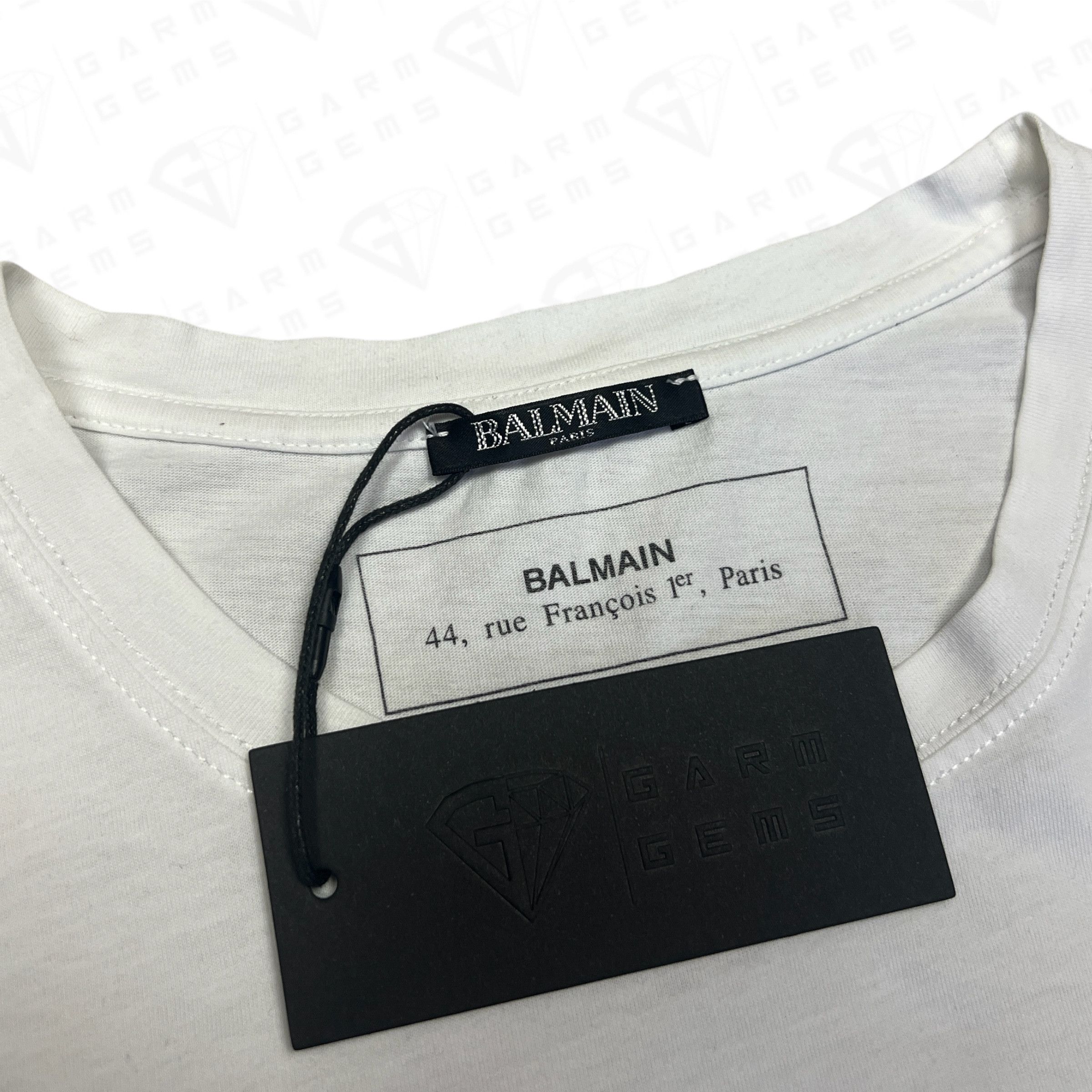 Balmain Balmain Stripe Logo T-Shirt Size US XL / EU 56 / 4 - 5 Thumbnail
