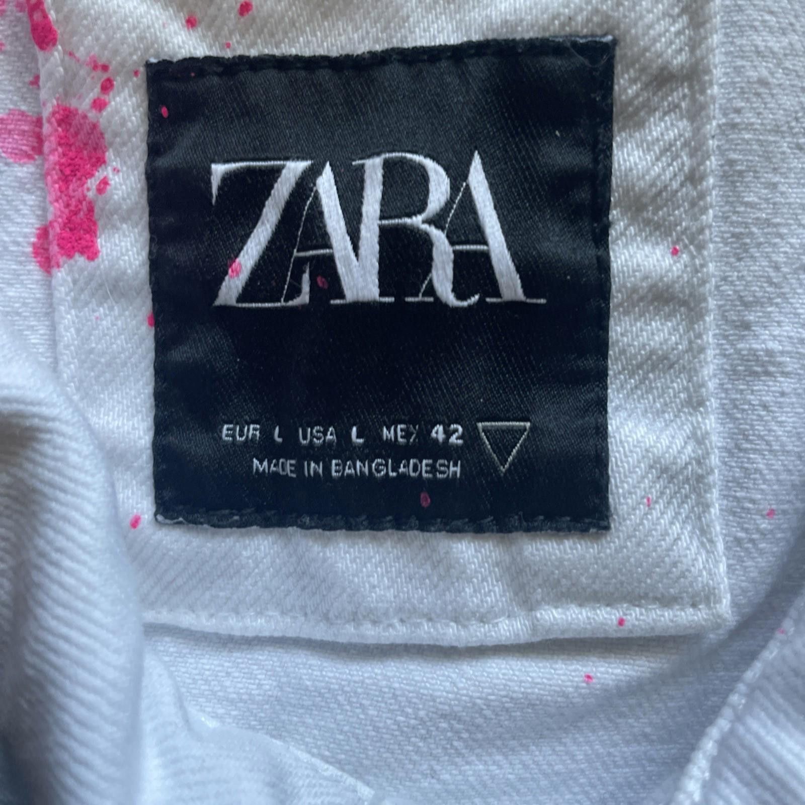 Zara Graffiti Print Denium Jacket “$ The World Is Yours” L