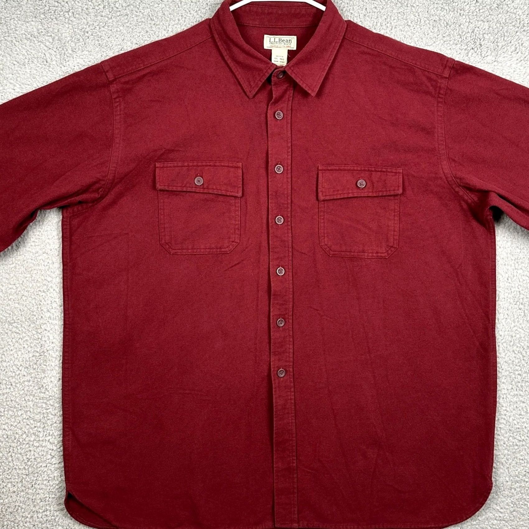 Vintage L.L. Bean Mens 2XL Chamois Cloth Shirt Red Flannel Button-Up Pockets EUC Size US XXL / EU 58 / 5 - 3 Thumbnail