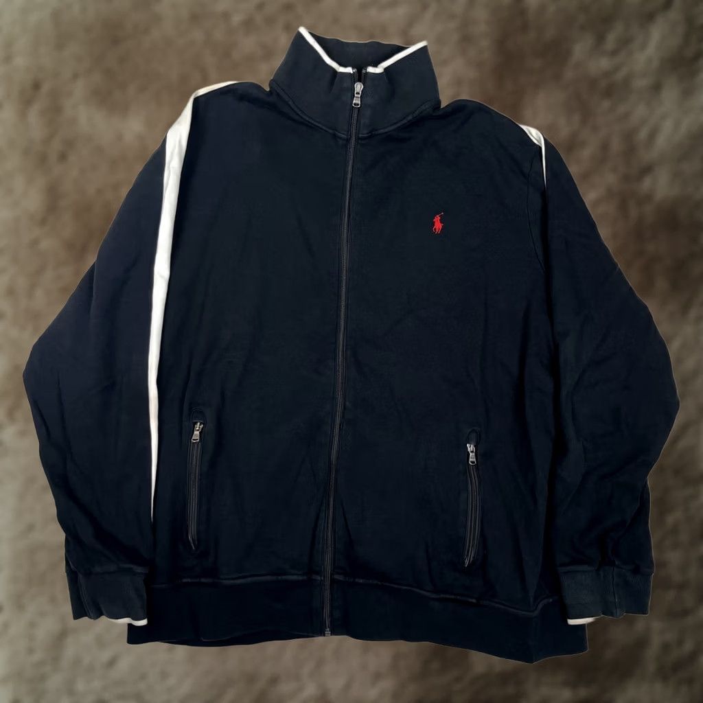 Polo Ralph Lauren Polo Ralph Lauren Track Jacket Mens 2XL Black Colorblock Full Zip Stand-Up Collar Zipper Pockets Size US XXL / EU 58 / 5 - 1 Thumbnail