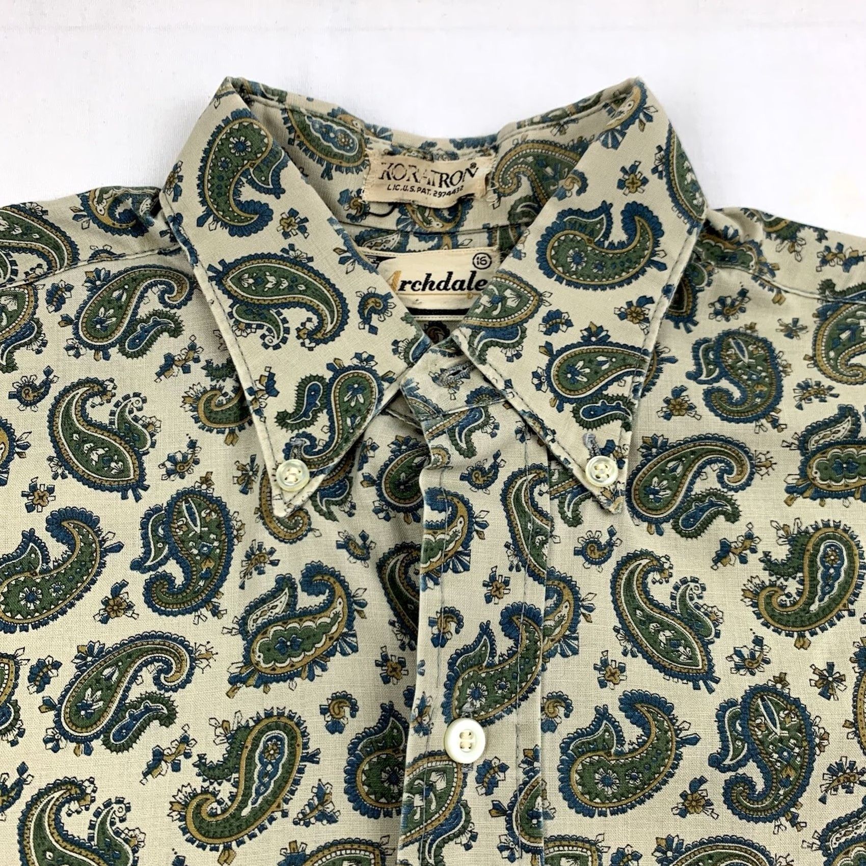 Vintage VINTAGE Archdale Button Up Shirt Womens 16 Green Paisley 1950s 1960s Collared Shirt Size XXL / US 16-18 / IT 52-54 - 2 Thumbnail