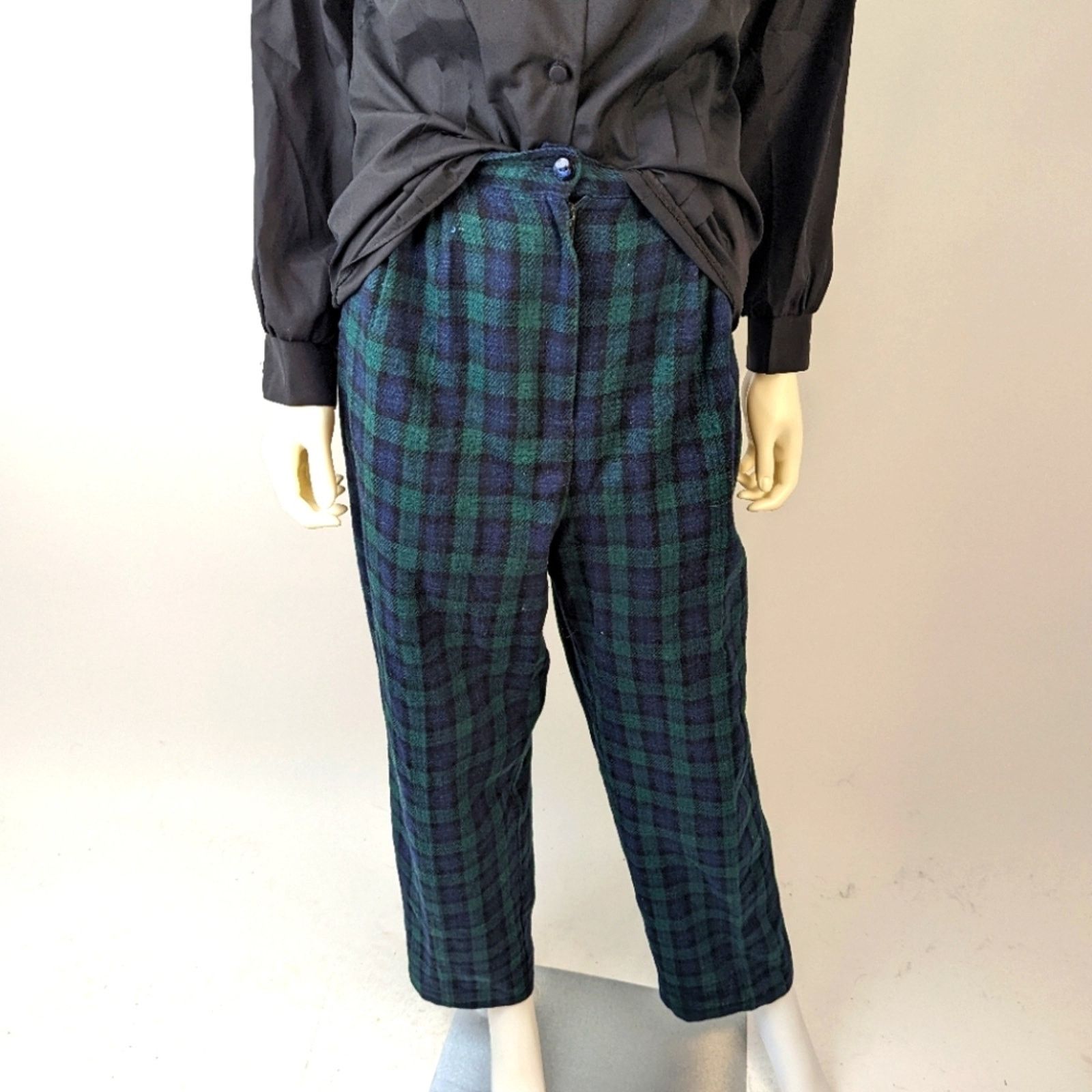 Vintage Vintage 80's Savannah Plaid Wool High Waisted Pants 14 Size 34" / US 12 / IT 48 - 1 Thumbnail