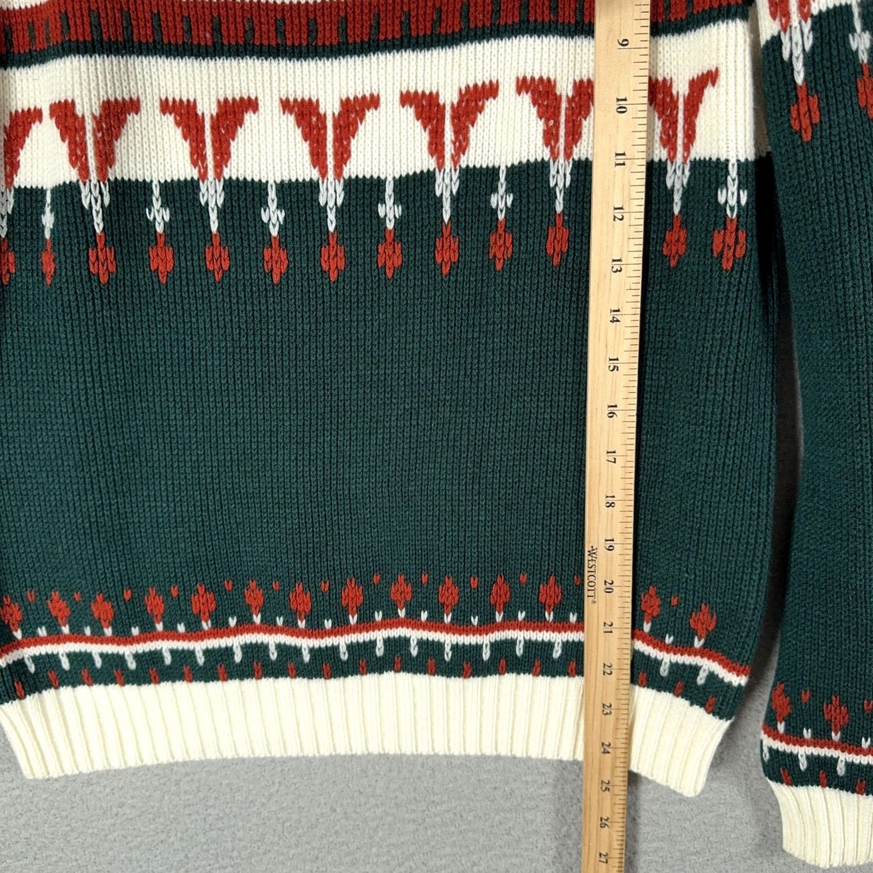 JCPenney VINTAGE JCPenney Sweater Mens Medium Green Nordic Fair Isle Ski Pullover 70s Size US M / EU 48-50 / 2 - 6 Thumbnail