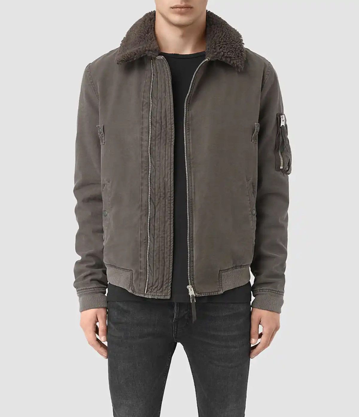 image of Allsaints Sol Jacket in Grey, Men's (Size Large)