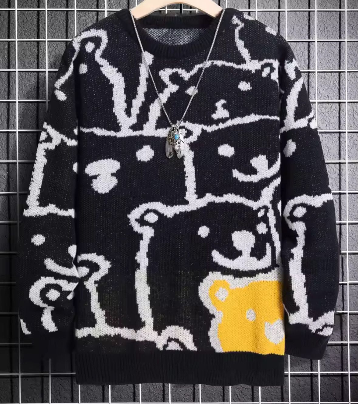 Japanese Brand Piggy Bear Pattern Sweater Jacquard Knitted Sweatshirt Size US S / EU 44-46 / 1 - 1 Thumbnail
