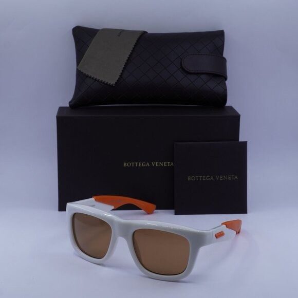 Bottega Veneta Bottega Veneta BV1233S 004 Sunglasses Ivory/Orange Square Size ONE SIZE - 11 Thumbnail