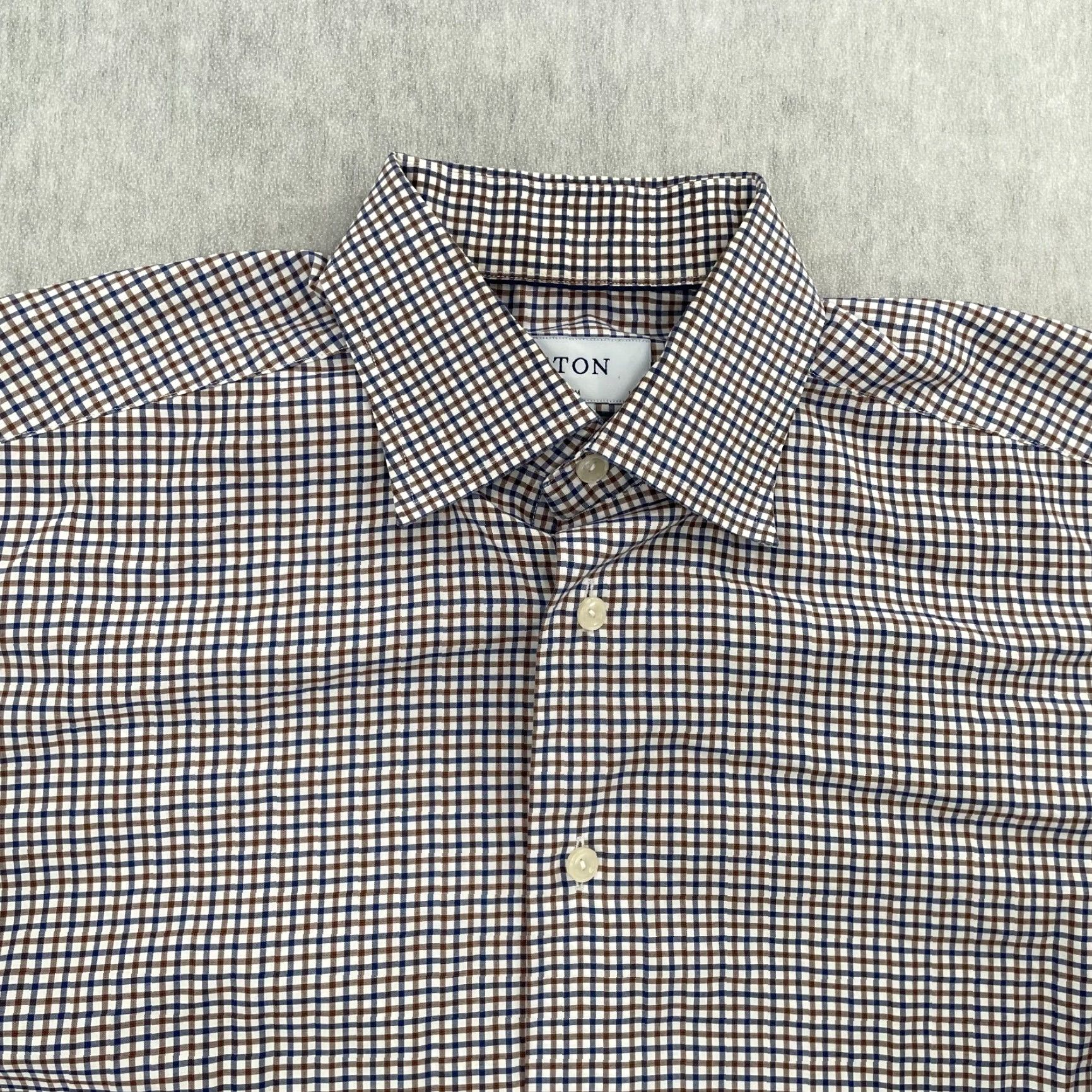 Eton Eton Shirt Adult L Slim Multicolor Blue Brown Check Button Up Long Sleeve Mens Size US L / EU 52-54 / 3 - 3 Thumbnail