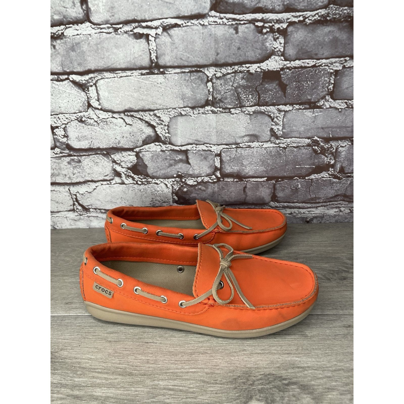Crocs CROCS Beach Line Orange Synthetic Slip on Boat Loafers Women Size US 8 / IT 38 - 9 Thumbnail