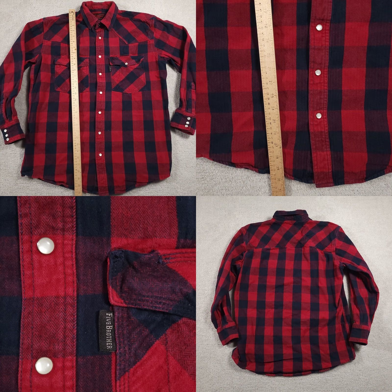 Vintage VINTAGE Five Brother Shirt Mens Large Tall LT Red Plaid Flannel Heavy Work Outdoors Shirt Size US L / EU 52-54 / 3 - 8 Thumbnail