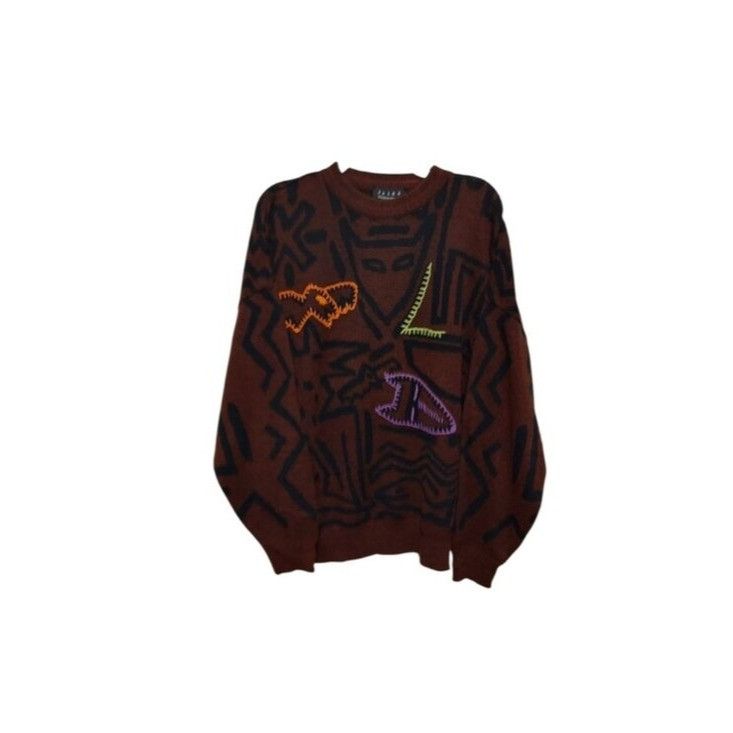 FALKE Vintage Sweater RARE Retro Embroidered Graphics Falke by Jef Size US L / EU 52-54 / 3 - 1 Thumbnail
