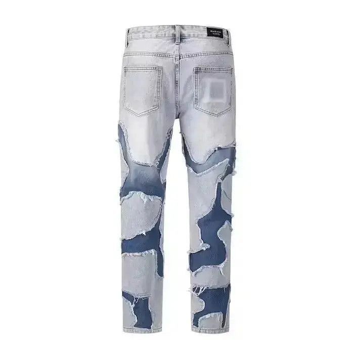 Japanese Brand Blue Patchwork Denim Jeans Size US 34 / EU 50 - 6 Thumbnail