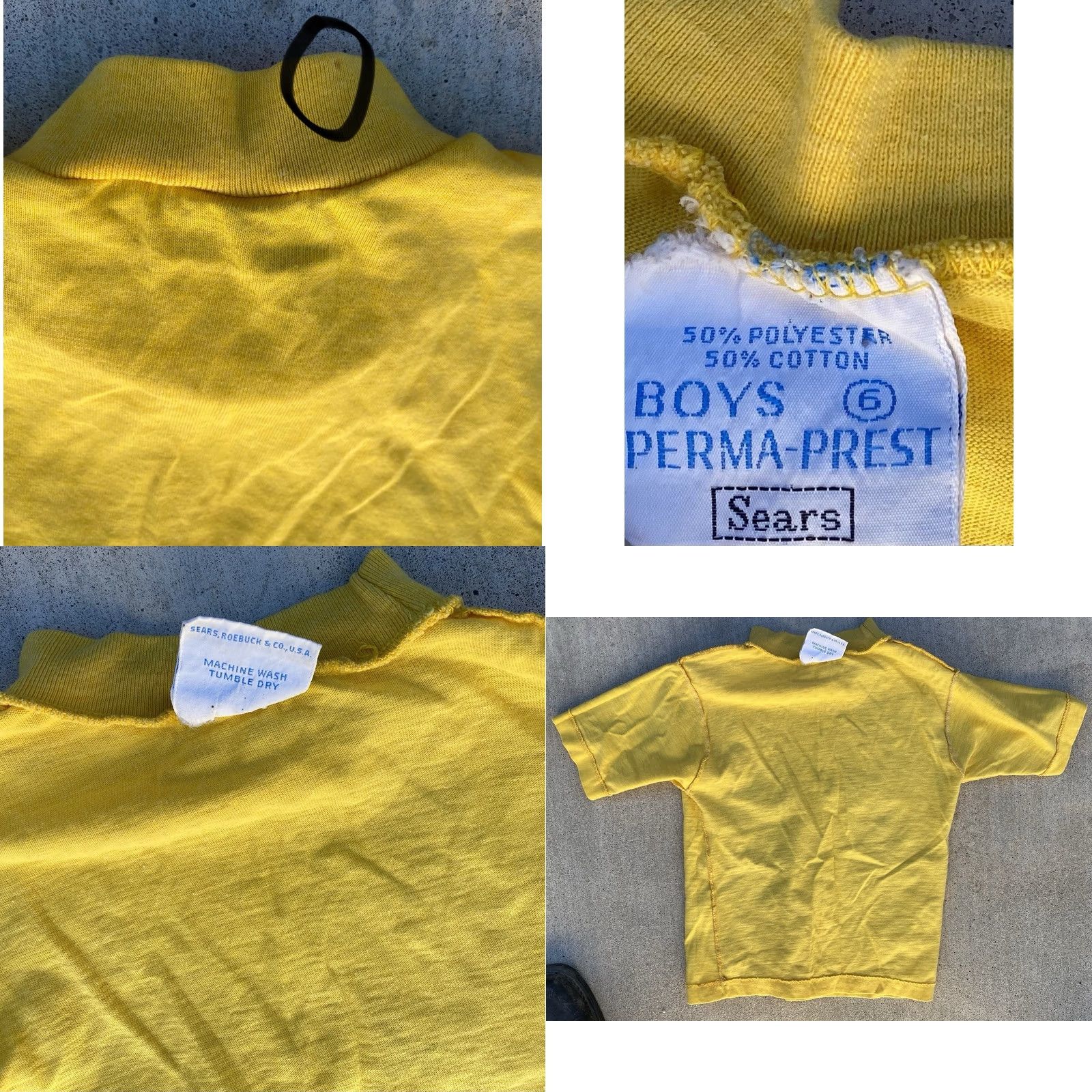 Sears VINTAGE Sears Perma-Prest Yellow T-Shirt Horse Logo Embroidery Size 6 Boys USA Made Size US S / EU 44-46 / 1 - 8 Thumbnail