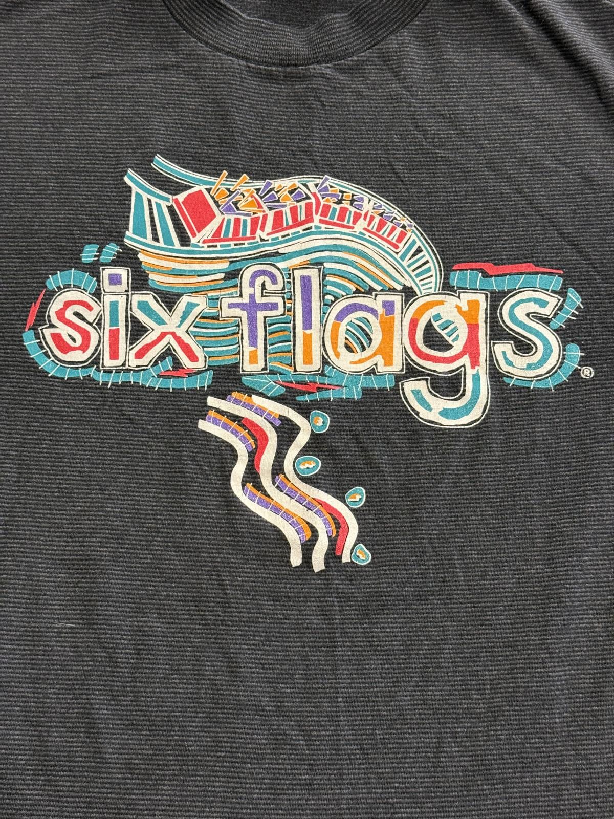 Designer VTG Six Flags Theme Park T-shirt Striped Made in USA - L Size US L / EU 52-54 / 3 - 3 Thumbnail