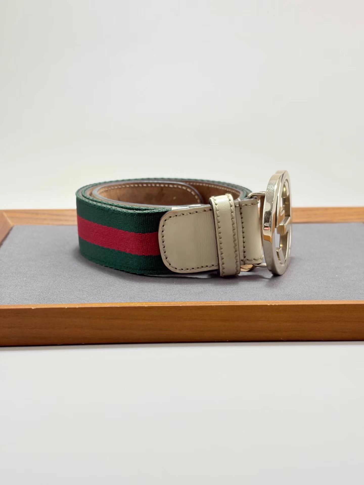 Gucci GUCCI Web Green & Red Belt with G Buckle K1 Size ONE SIZE - 2 Thumbnail