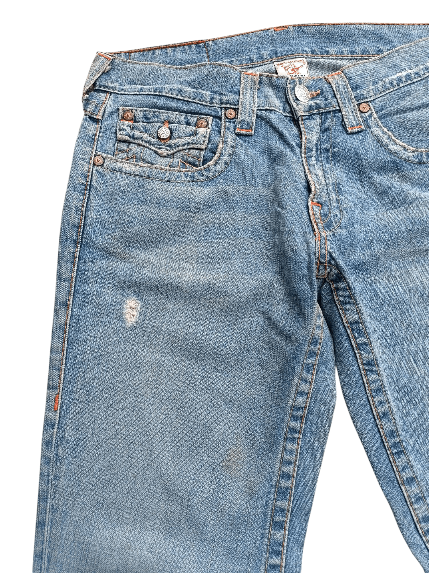 True Religion × Vintage True Religion Joey Flare Distressed Jeans Size US 34 / EU 50 - 4 Thumbnail
