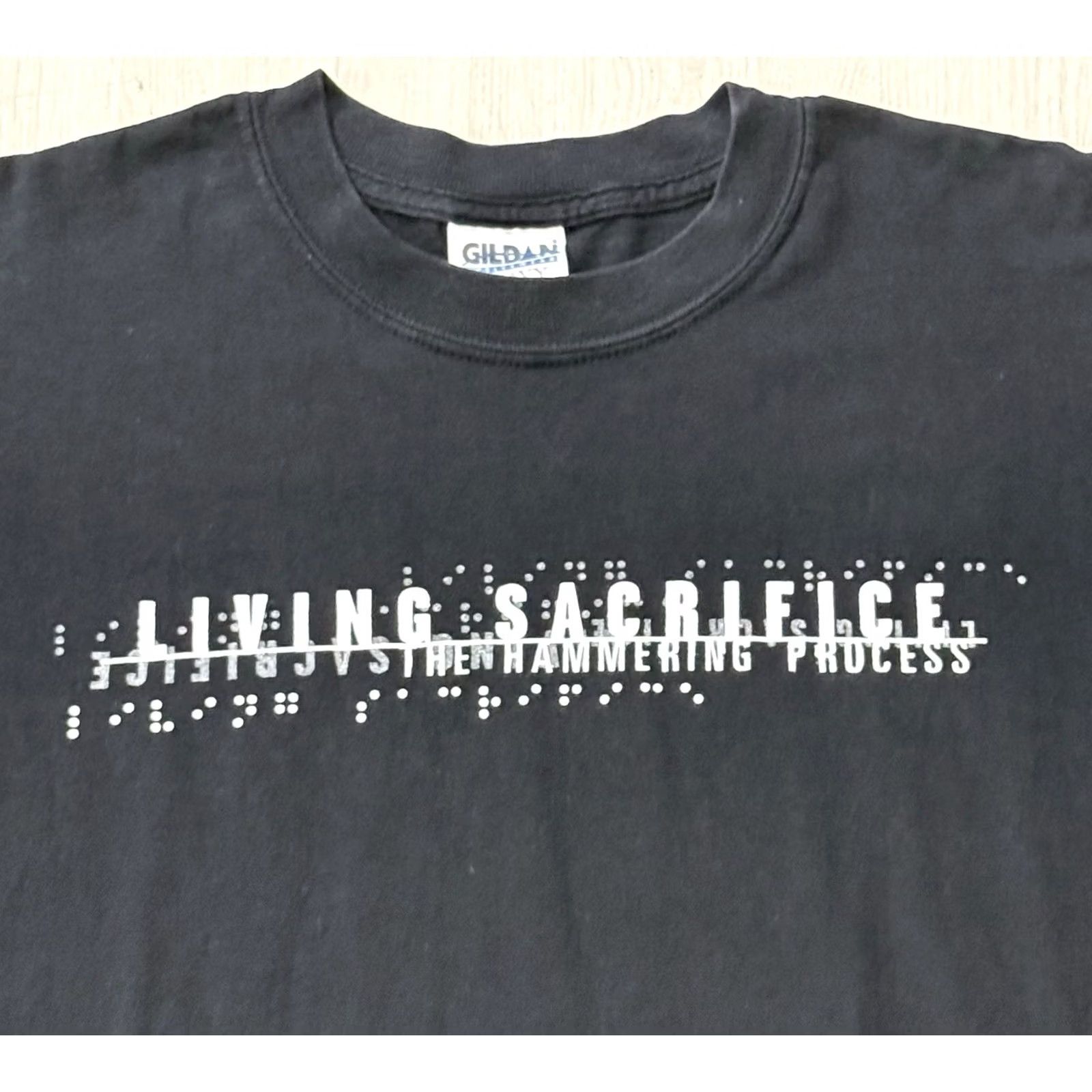 Gildan VINTAGE Living Sacrifice The Hammering Process Shirt M Black 2000s Gildan Crew Neck Metal Rock USA Mens Size US M / EU 48-50 / 2 - 3 Thumbnail