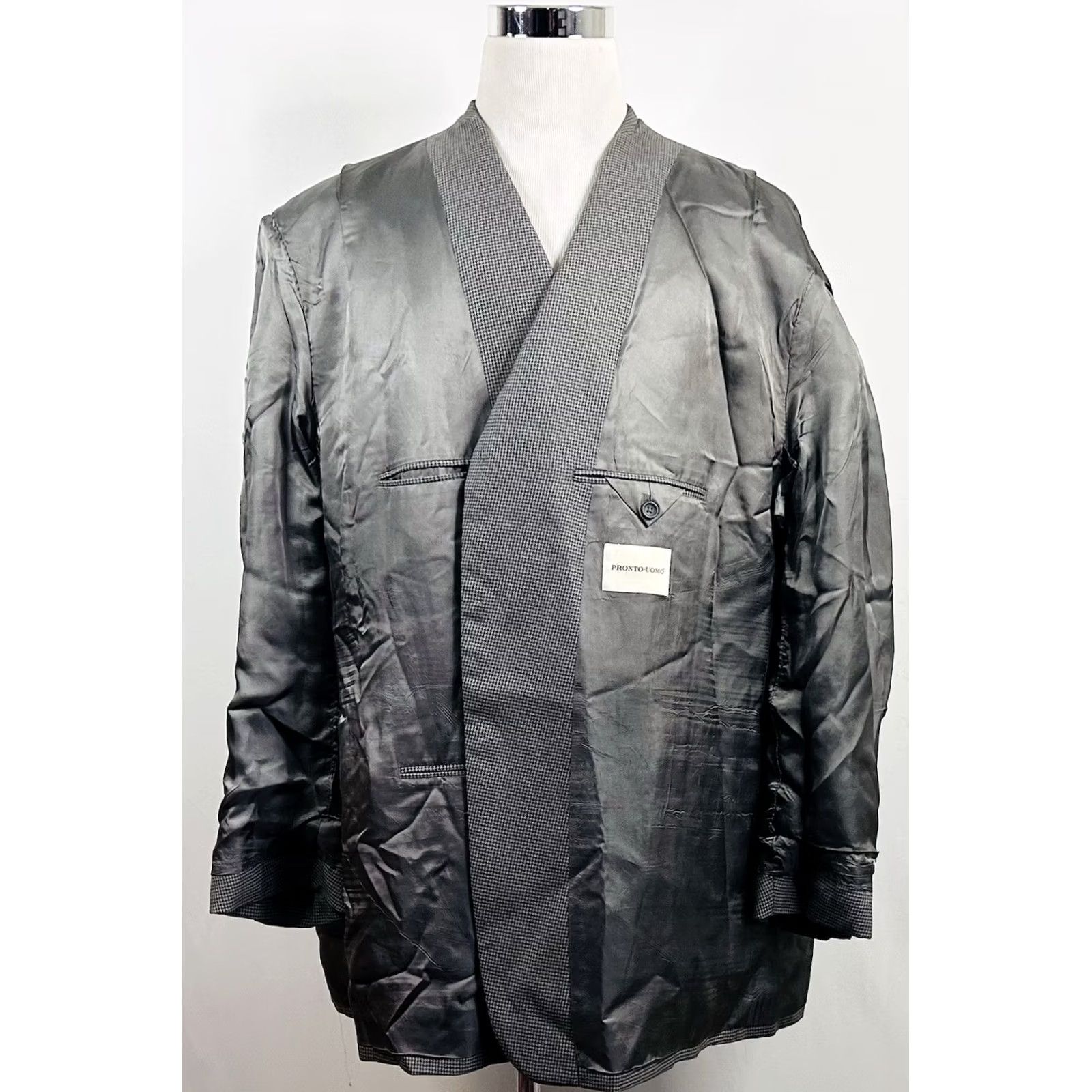 Pronto Uomo Pronto Uomo Sport Coat Gray 100% Wool Houndstooth Three-Button Formal Size US L / EU 52-54 / 3 - 7 Thumbnail