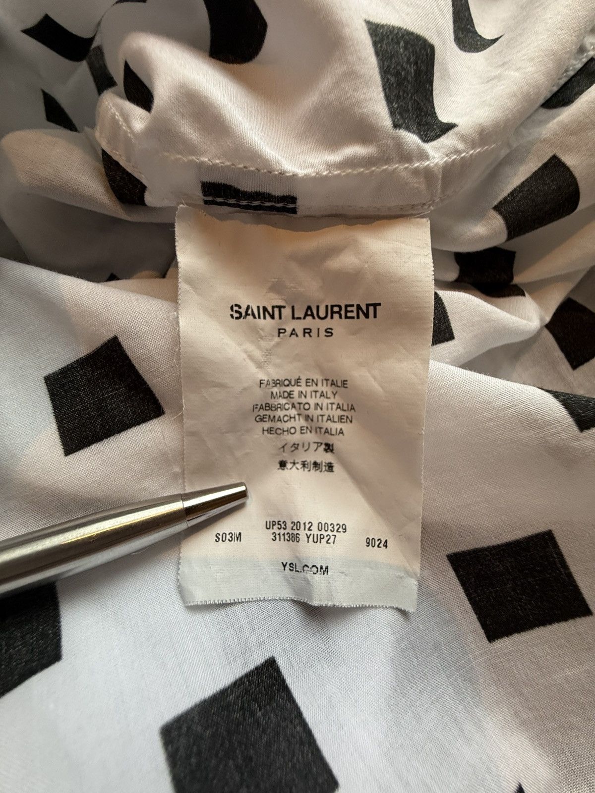 Saint Laurent Paris SS13 Saint Laurent square polka dot white shirt Hedi Slimane Size US M / EU 48-50 / 2 - 23 Thumbnail