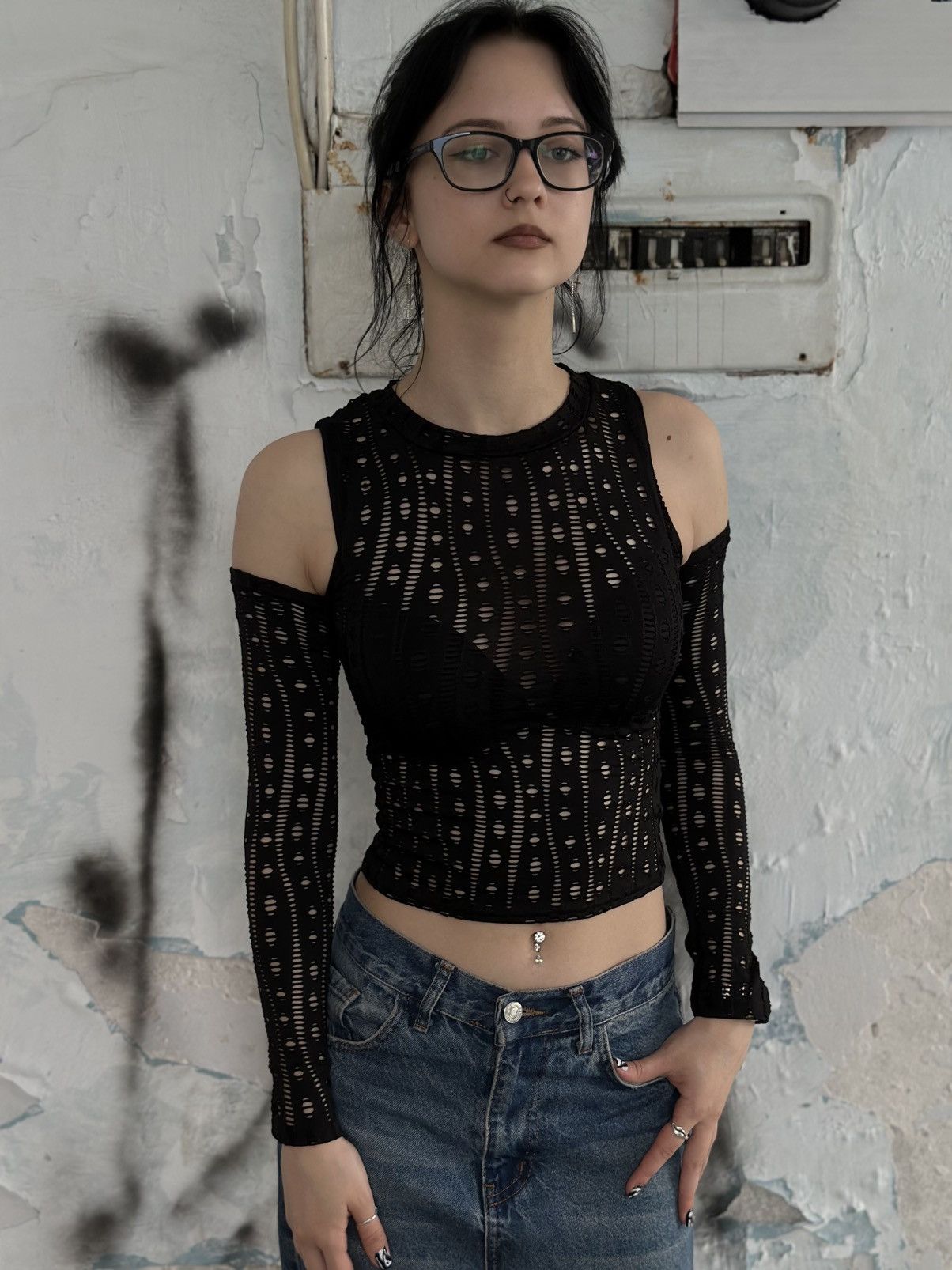 Shein VTG Grunge Women’s Knit Long-sleeve T-shirts Shein Size XS Size XS / US 0-2 / IT 36-38 - 1 Thumbnail