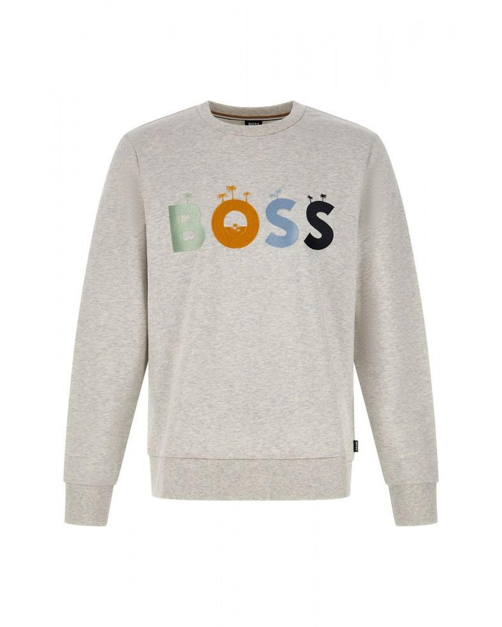 image of Hugo Boss Logo Details Cotton Sweatshirt in Grey, Men's (Size 2XL)